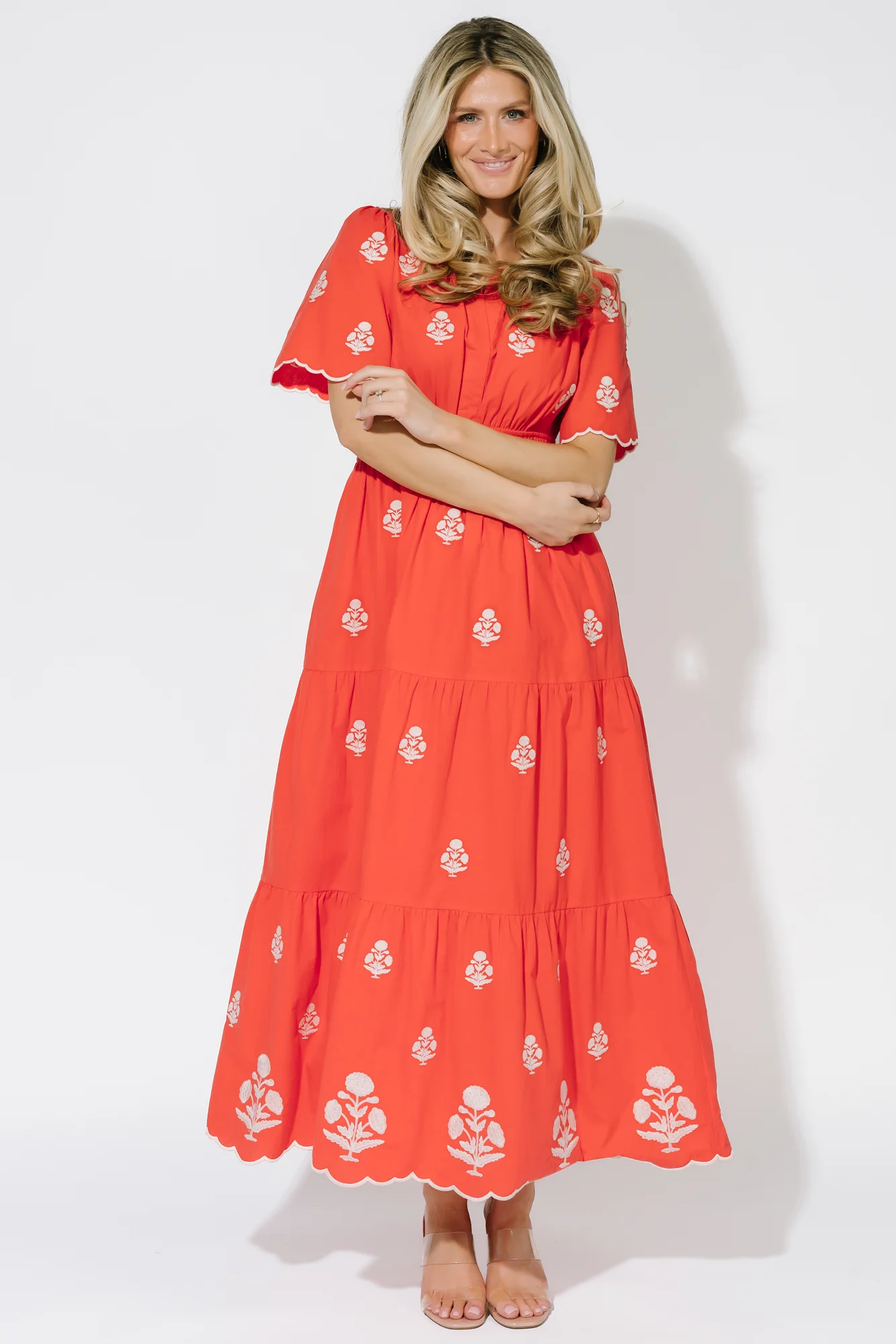 Delilah Embroidered Cotton Maxi Dress in Red 6 Delilah Embroidered Cotton Maxi Dress in Red