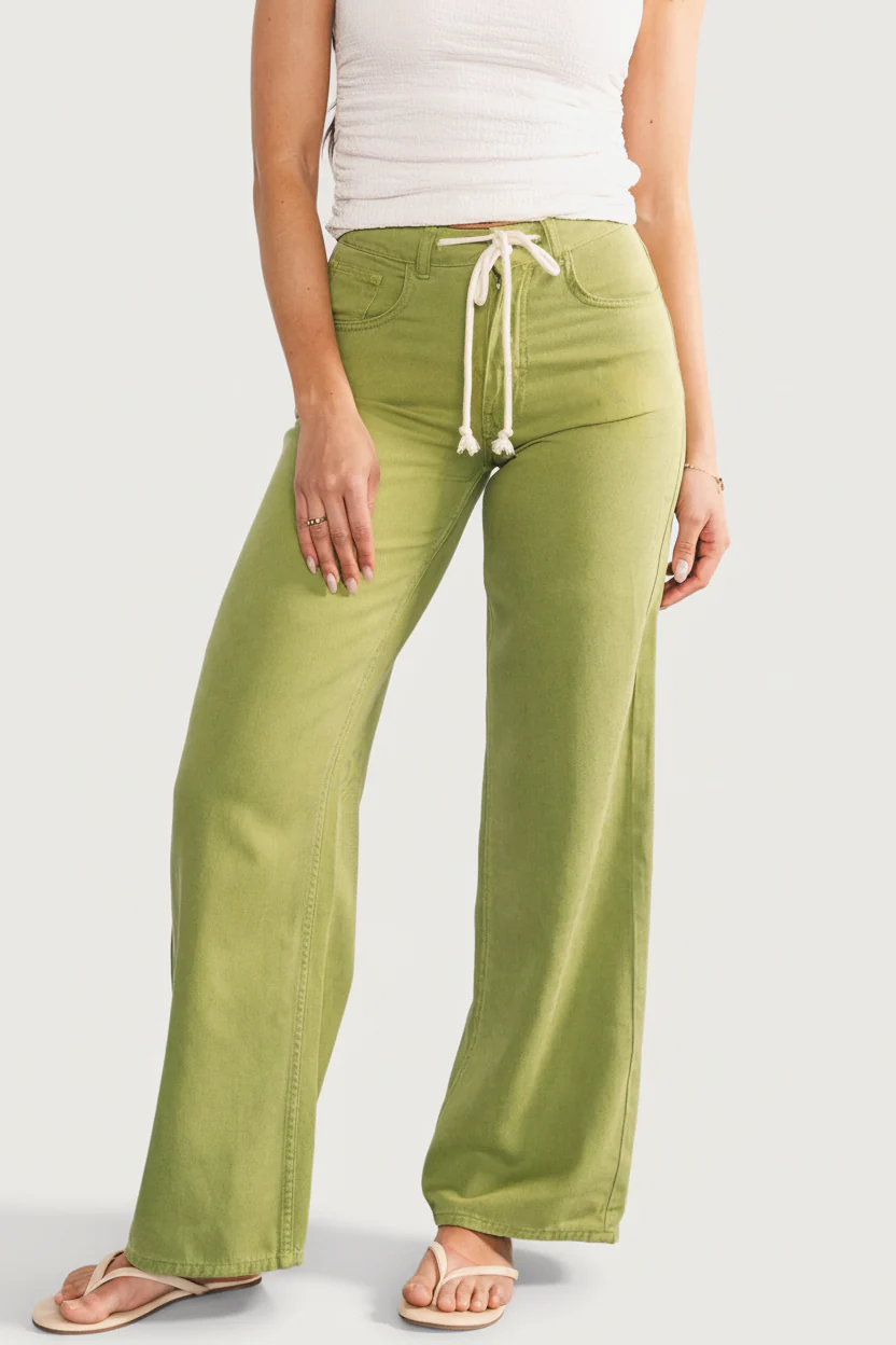 Mabel Mid-Rise Soft Denim Pants - Green