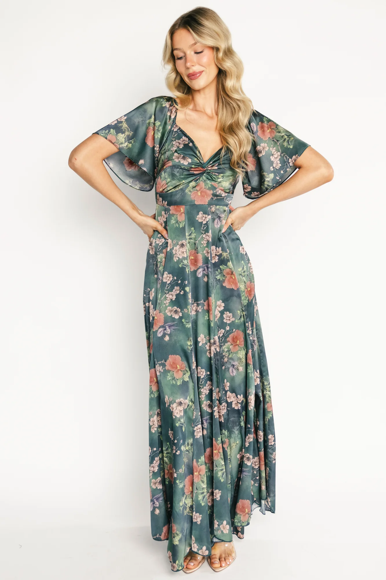 Caterina Maxi Dress — Dark Green Floral