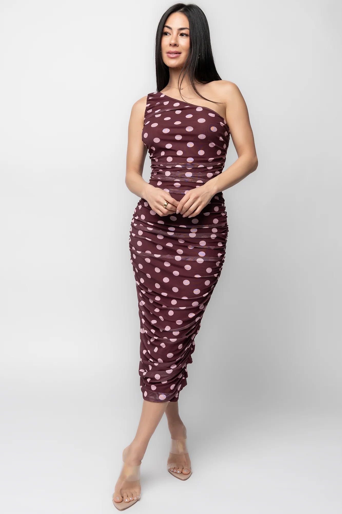 Lolli One-Shoulder Midi Dress — Berry + Pink 17 Lolli One-Shoulder Midi Dress — Berry + Pink