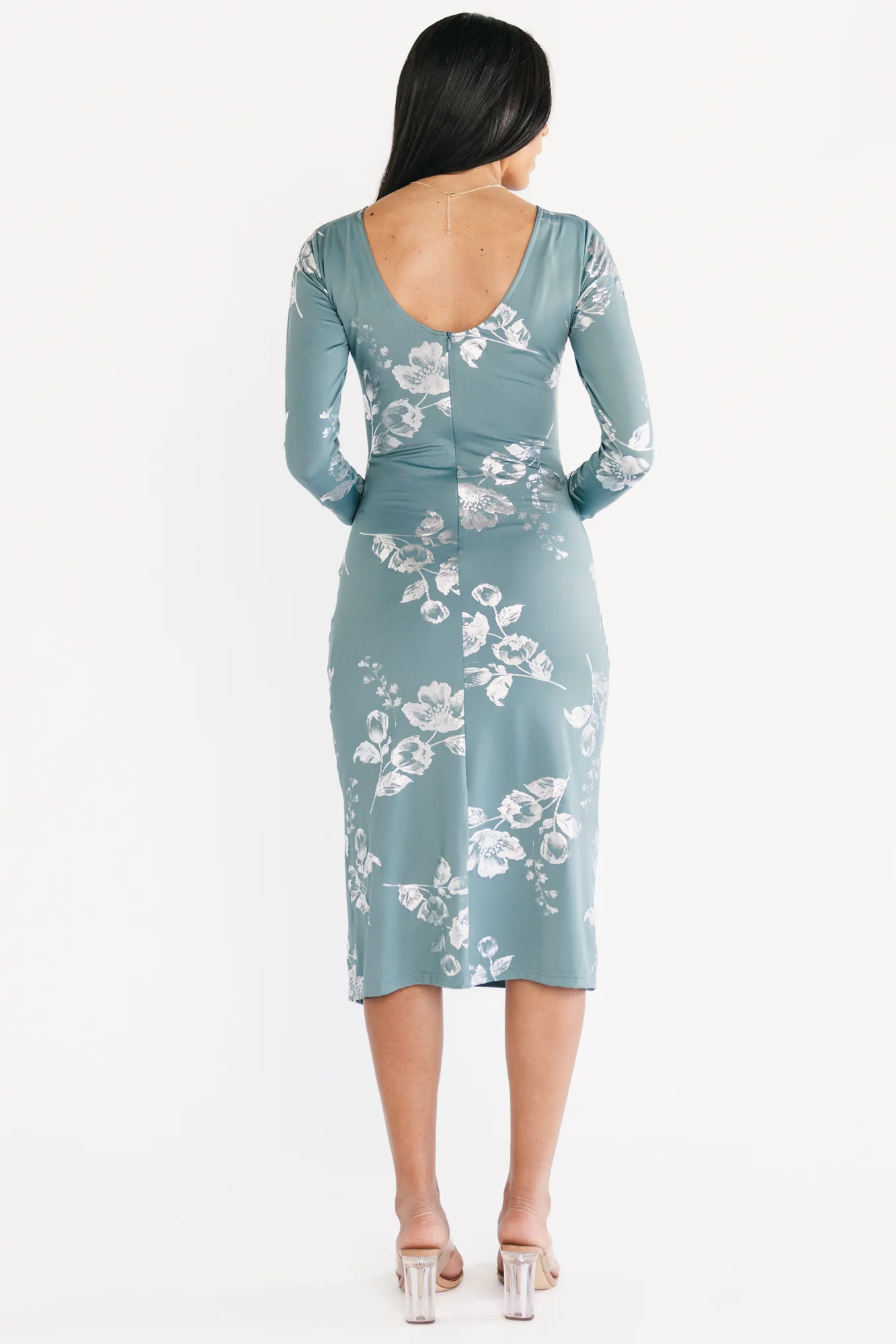 Valeria Midi Dress Teal & Silver 4 Valeria Midi Dress Teal & Silver