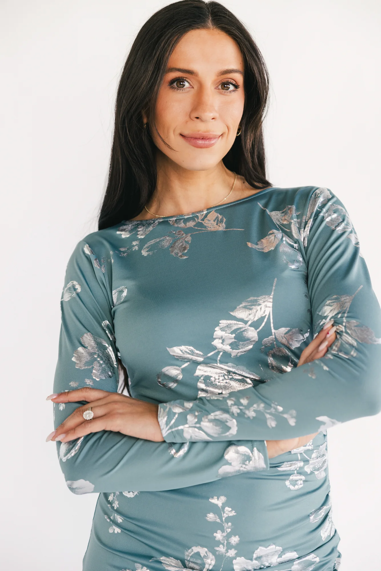 Valeria Midi Dress Teal & Silver 5 Valeria Midi Dress Teal & Silver