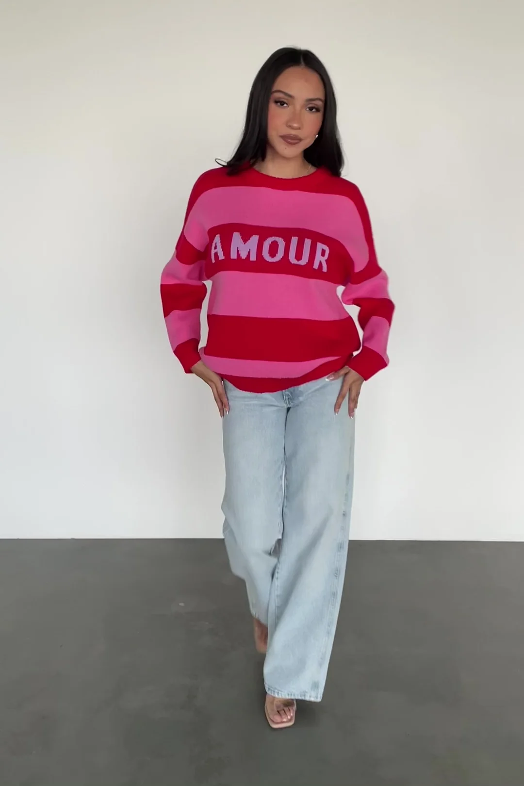 Amour Striped Sweater – Pink & Red Stripes