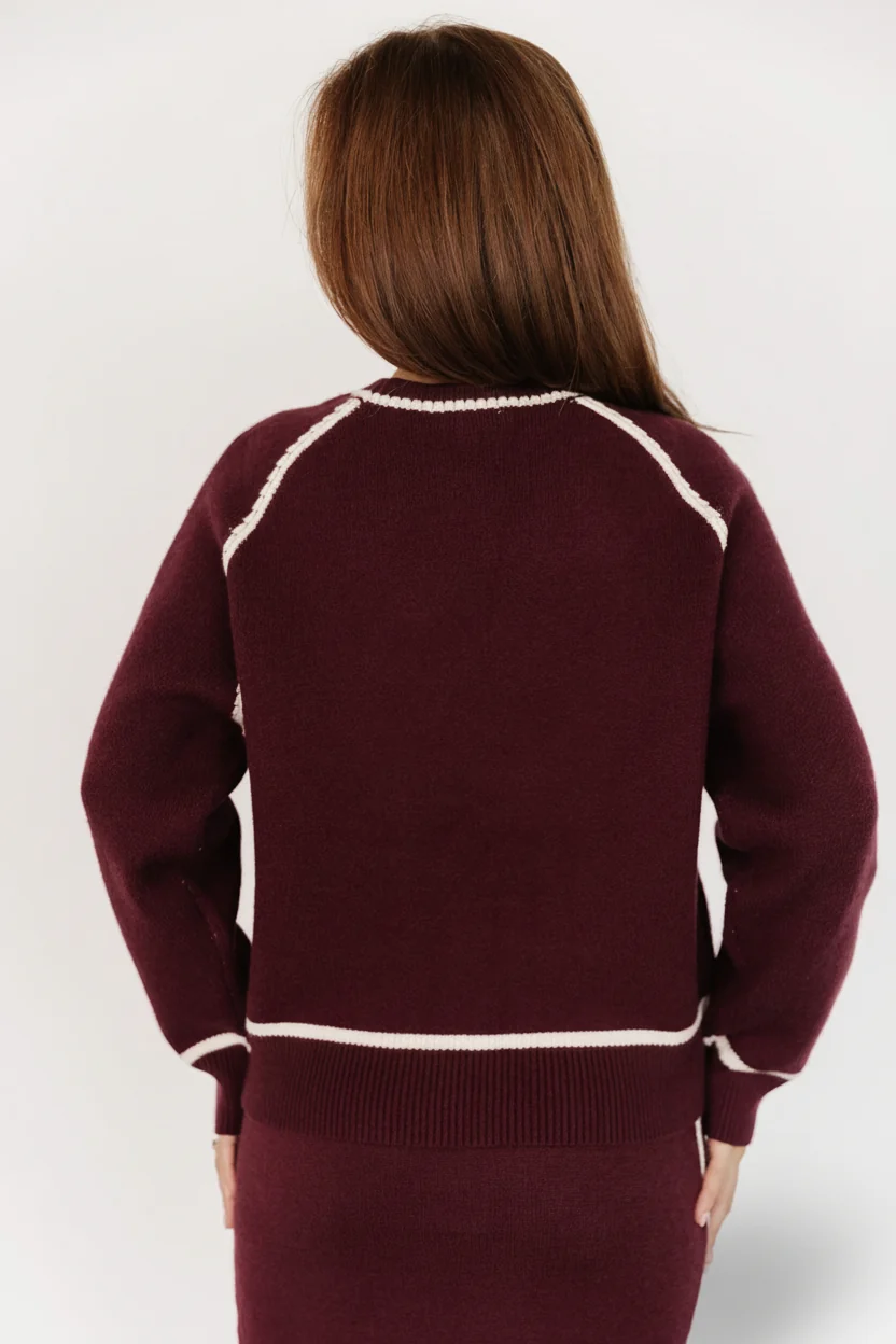 Ava Knit Sweater — Wine, Soft Round-Neck Knit 3 Ava Knit Sweater — Wine, Soft Round-Neck Knit