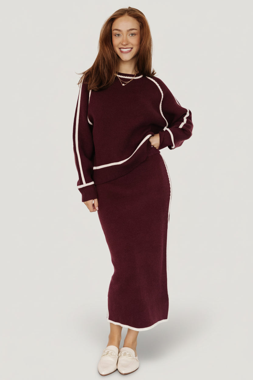 Ava Knit Sweater — Wine, Soft Round-Neck Knit 5 Ava Knit Sweater — Wine, Soft Round-Neck Knit
