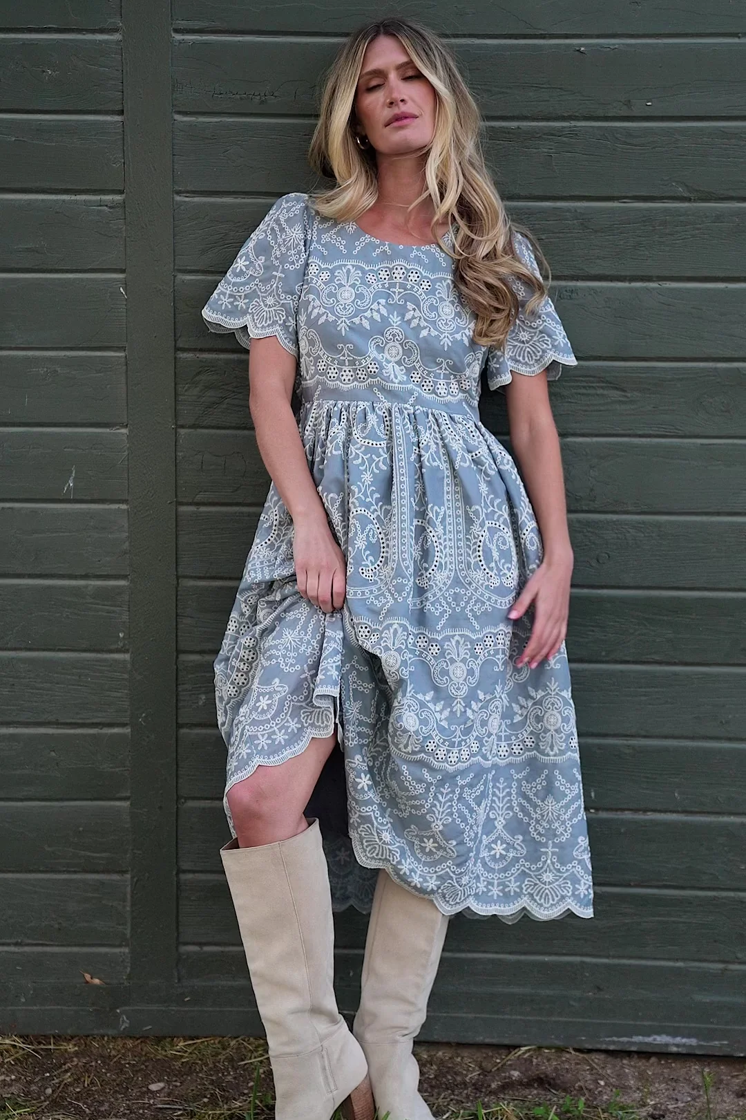 Margot Eyelet Midi Dress | Slate 2 Margot Eyelet Midi Dress | Slate