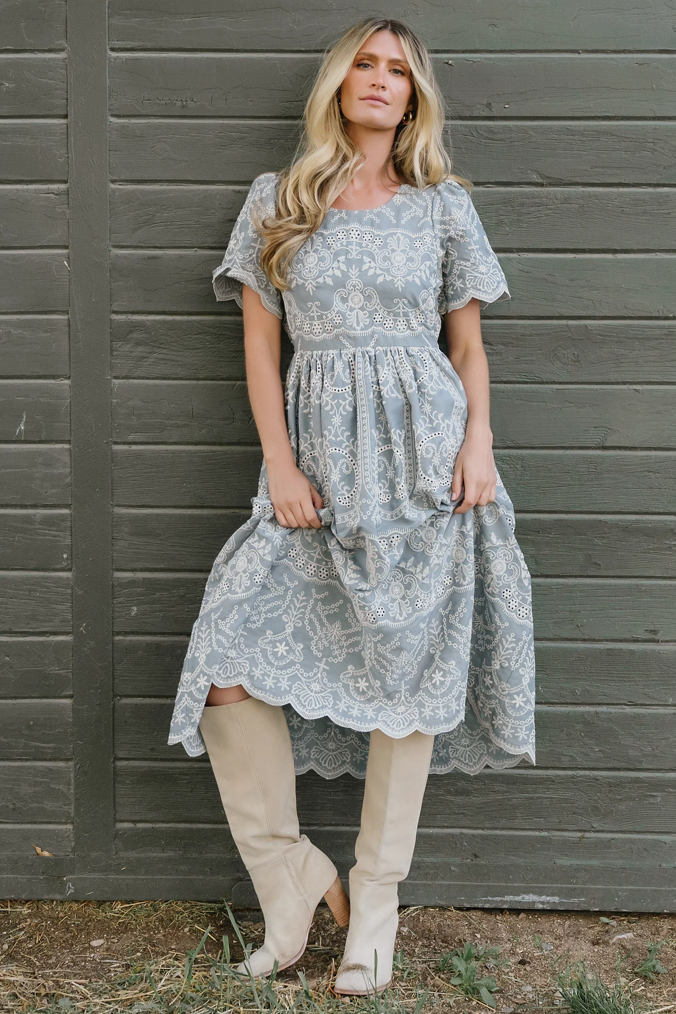 Margot Eyelet Midi Dress | Slate 3 Margot Eyelet Midi Dress | Slate