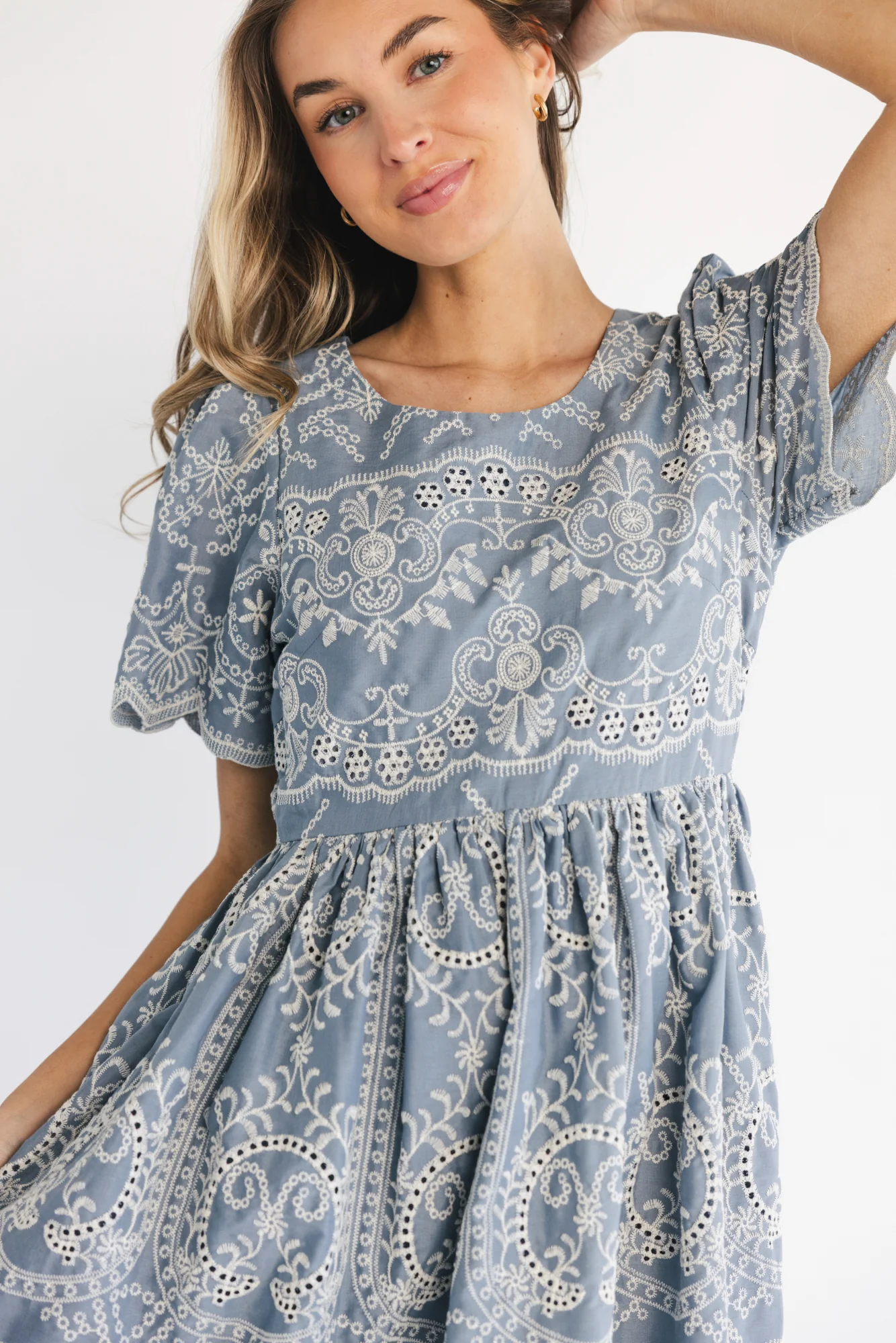 Margot Eyelet Midi Dress | Slate 4 Margot Eyelet Midi Dress | Slate