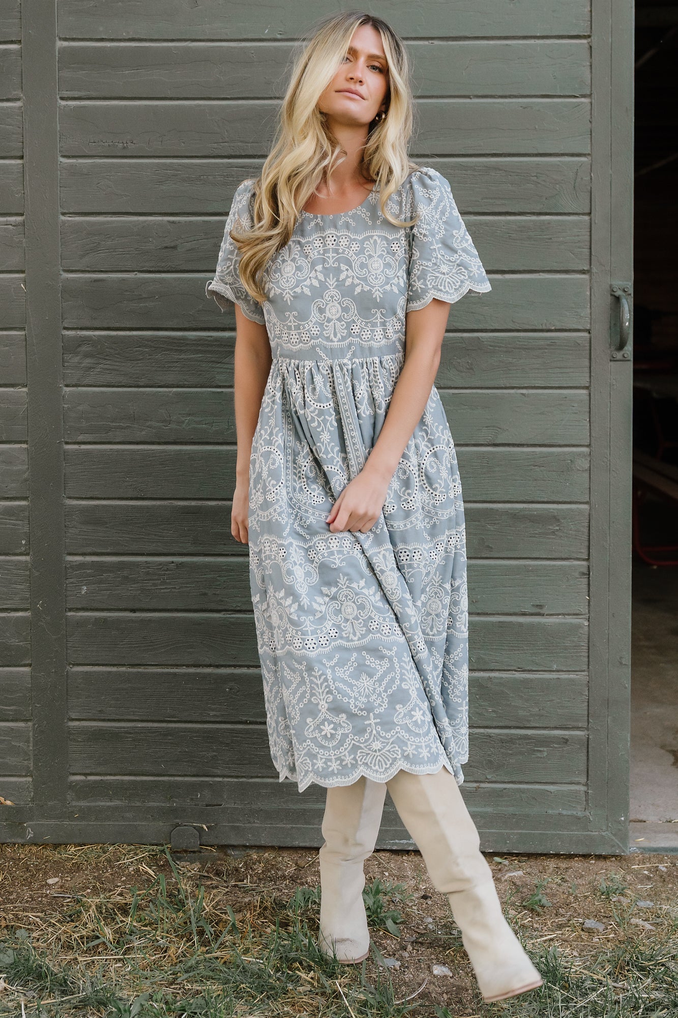 Margot Eyelet Midi Dress | Slate 6 Margot Eyelet Midi Dress | Slate