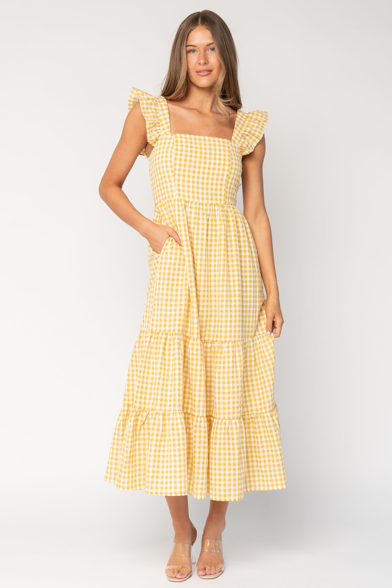 Campbell Gingham Maxi Dress | Yellow + White 14 Campbell Gingham Maxi Dress | Yellow + White