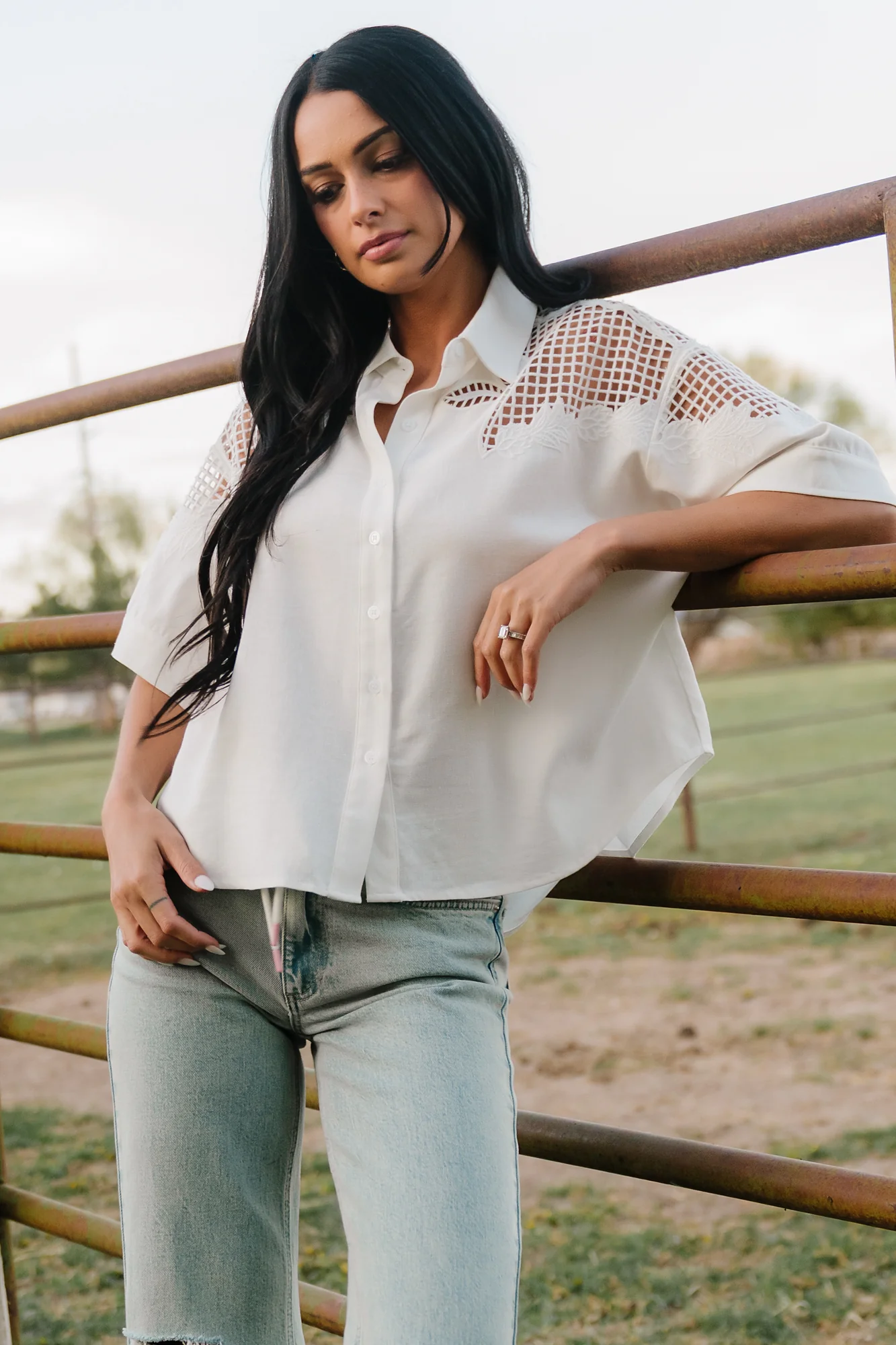 Jordin Embroidered Top - Off White Tee 2 Jordin Embroidered Top - Off White Tee