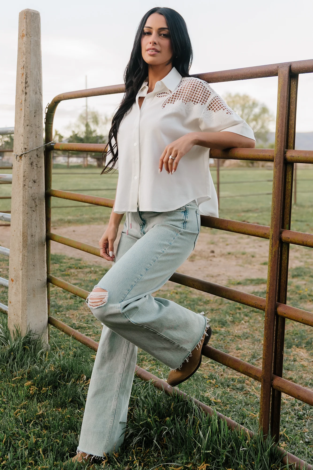 Jordin Embroidered Top - Off White Tee 4 Jordin Embroidered Top - Off White Tee