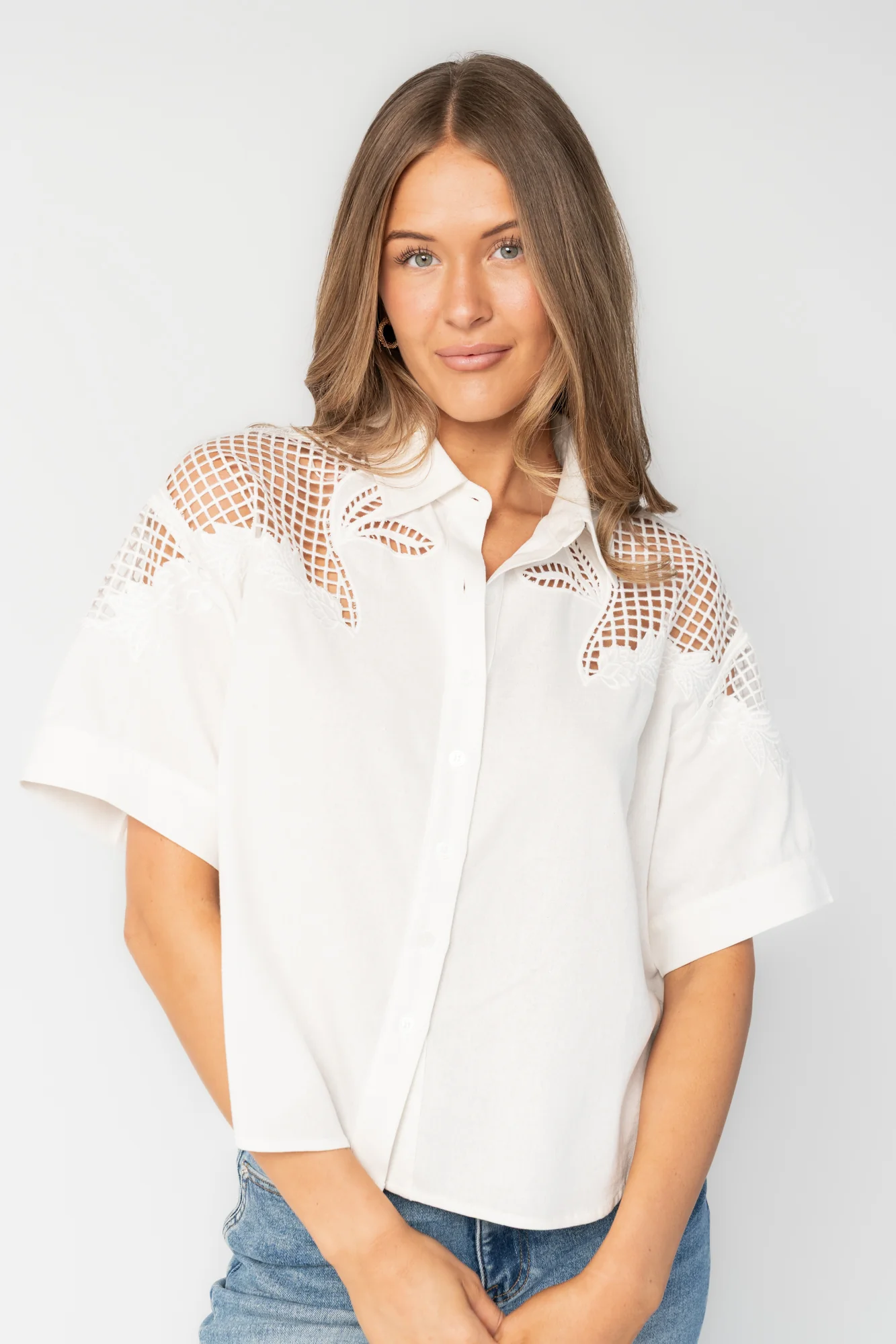 Jordin Embroidered Top - Off White Tee 7 Jordin Embroidered Top - Off White Tee