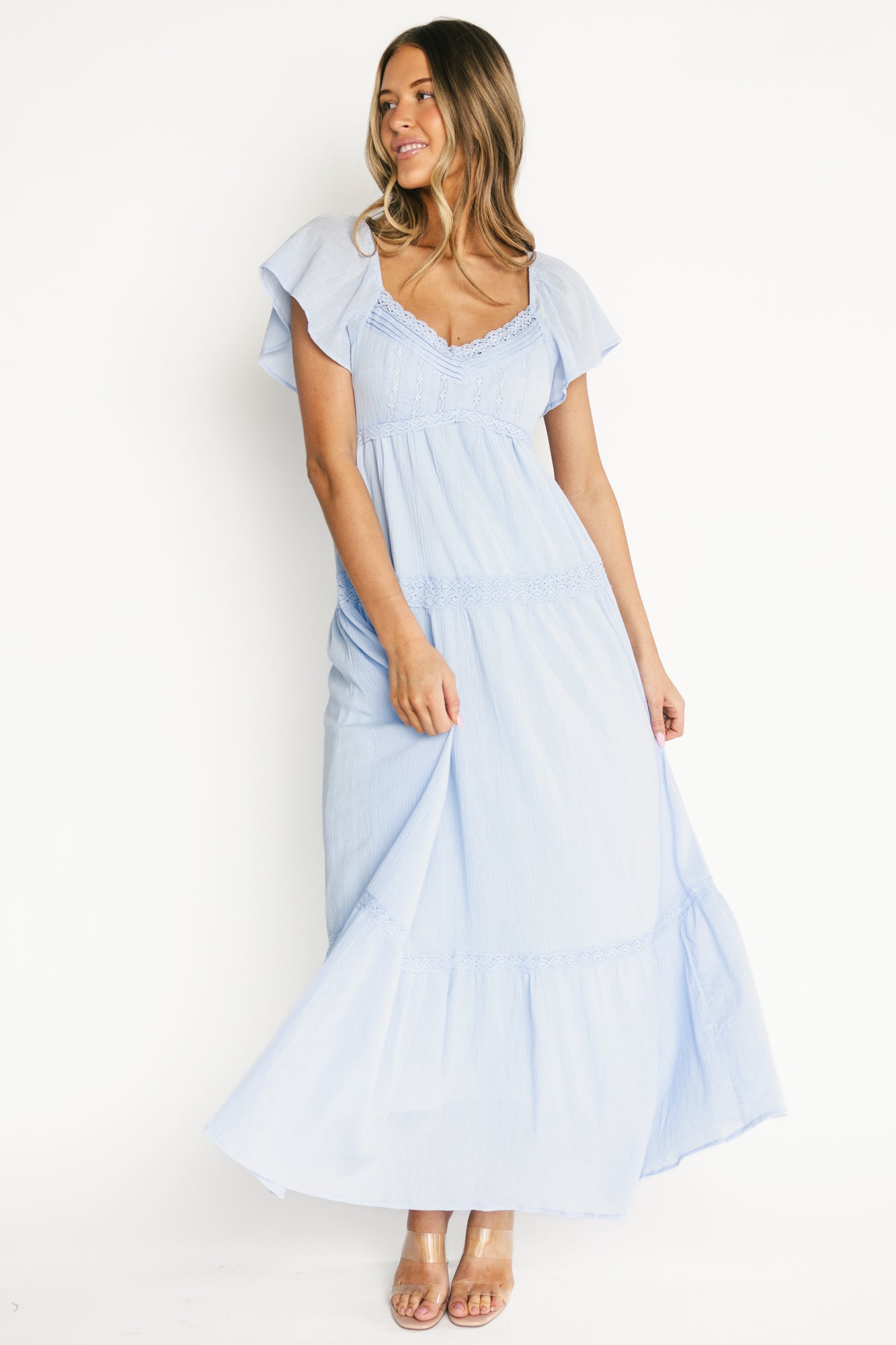 Sabine Smocked Cotton Maxi Dress - Blue
