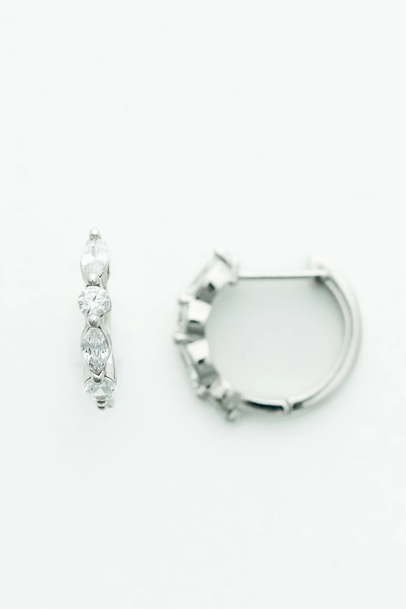 Aria Crystal Hoops - 925 Silver Zircon