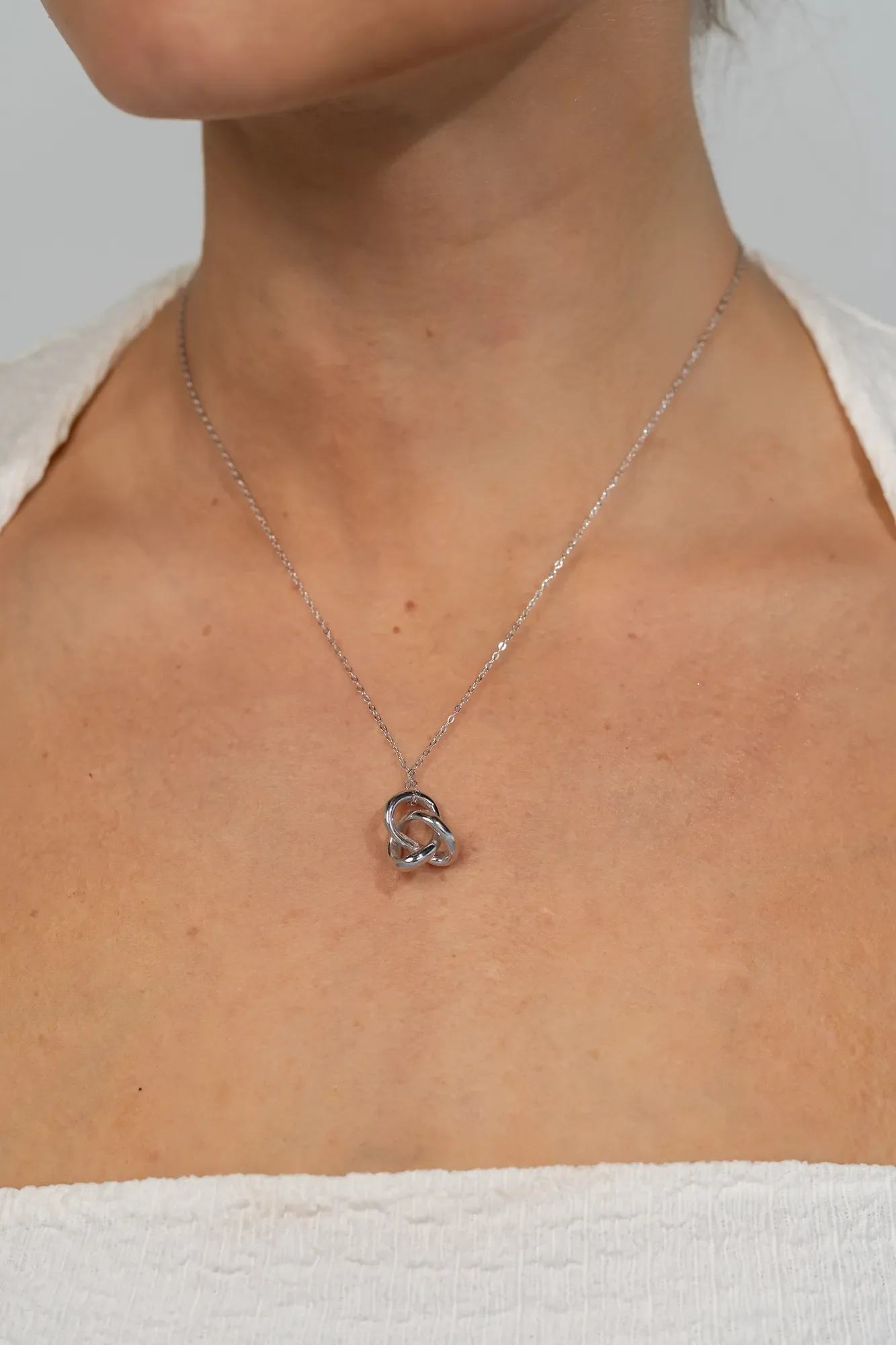 Infinity Knot Pendant, Sterling Silver 40+5 cm