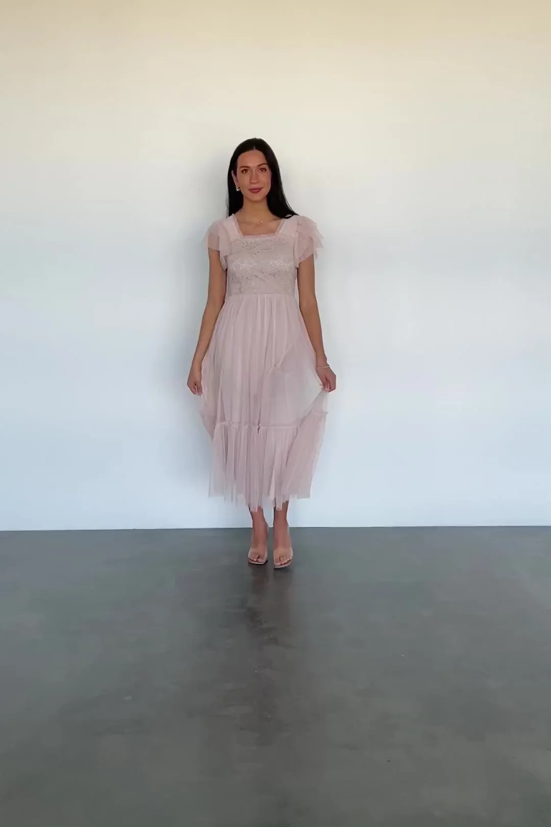 Elowyn Lace Top Midi Dress — Natural