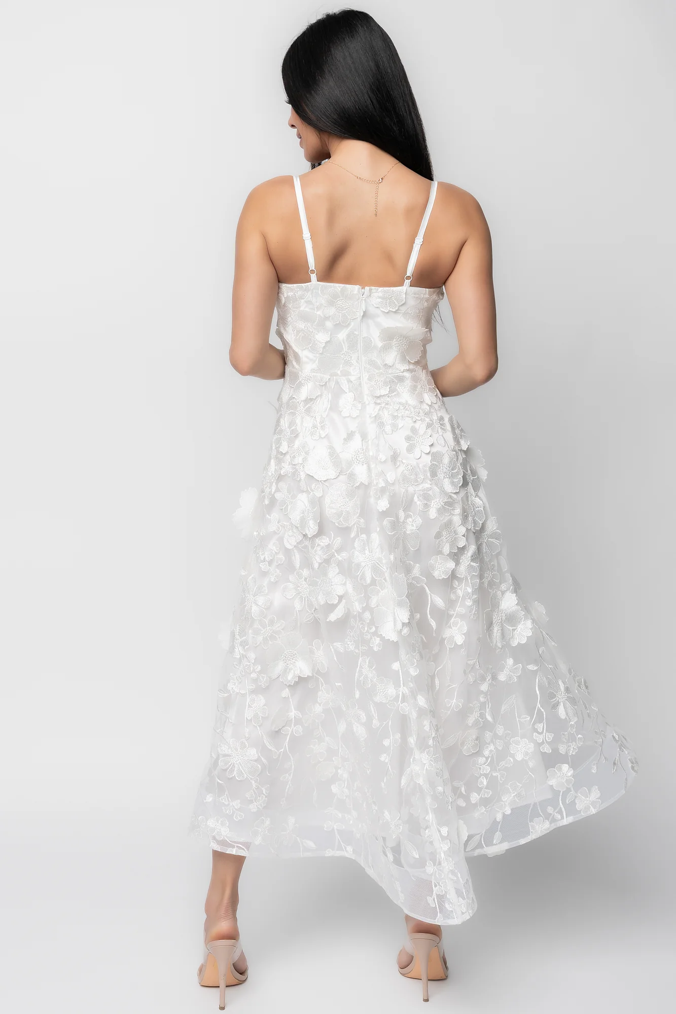 Soleil Floral Applique Midi Dress - Ivory 5 Soleil Floral Applique Midi Dress - Ivory