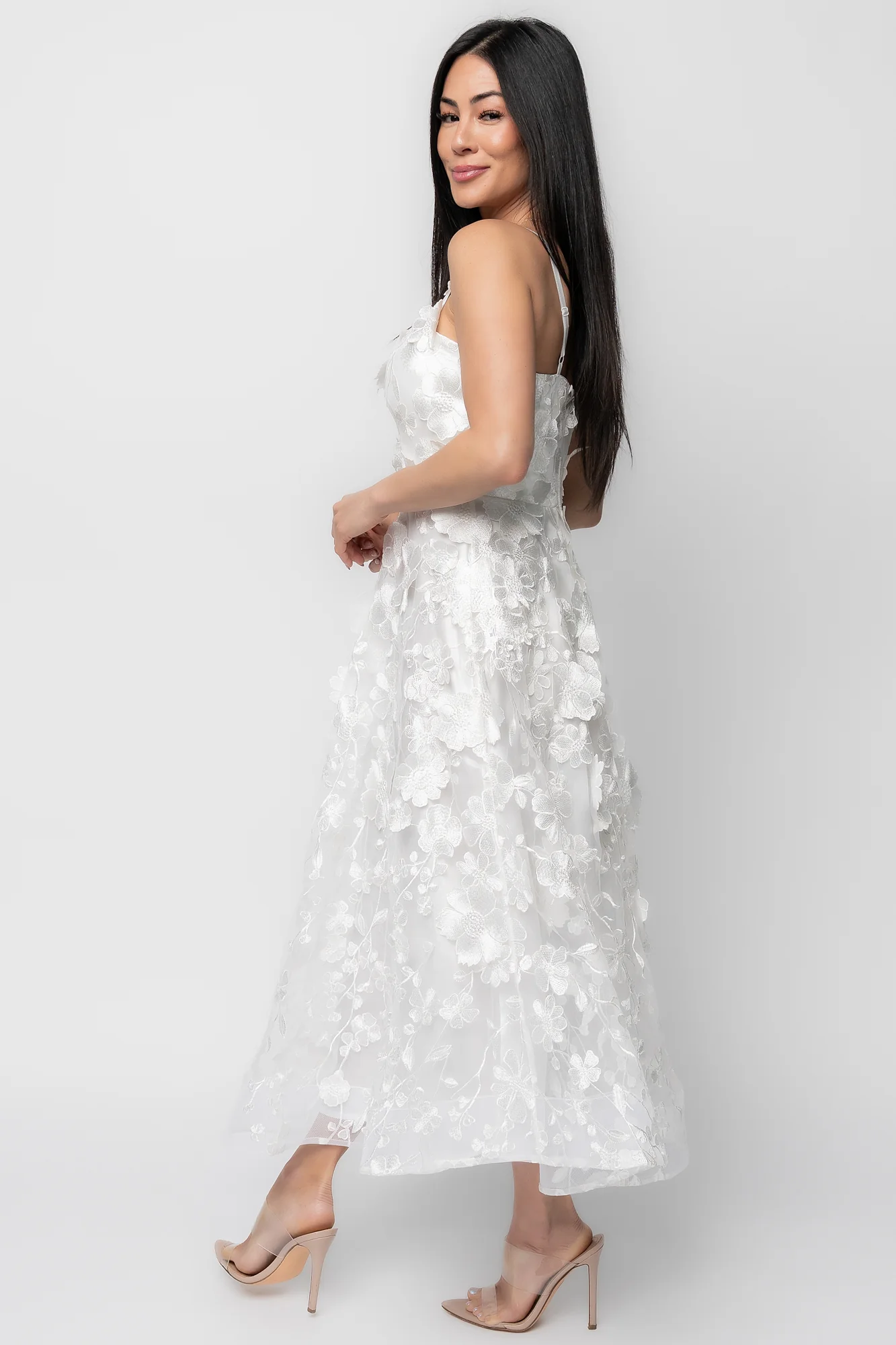 Soleil Floral Applique Midi Dress - Ivory 6 Soleil Floral Applique Midi Dress - Ivory