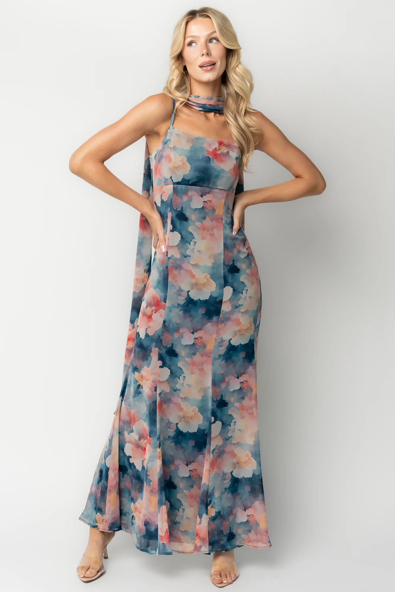 Province Maxi Dress — Blue Multi Print