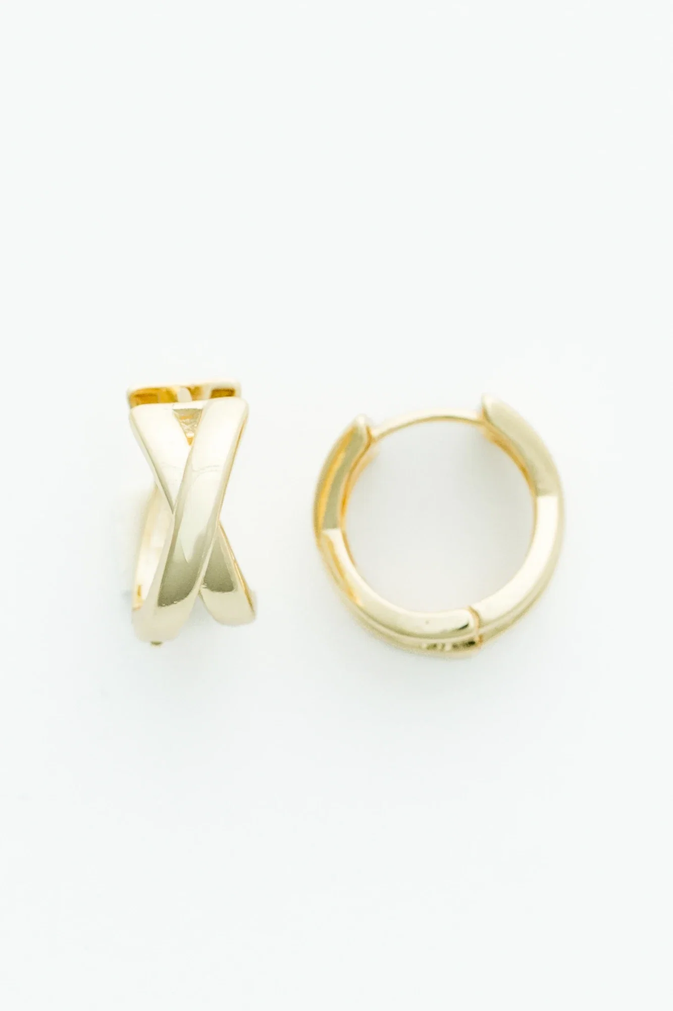 Francesca Crisscross Huggie Hoop — Gold 2 Francesca Crisscross Huggie Hoop — Gold