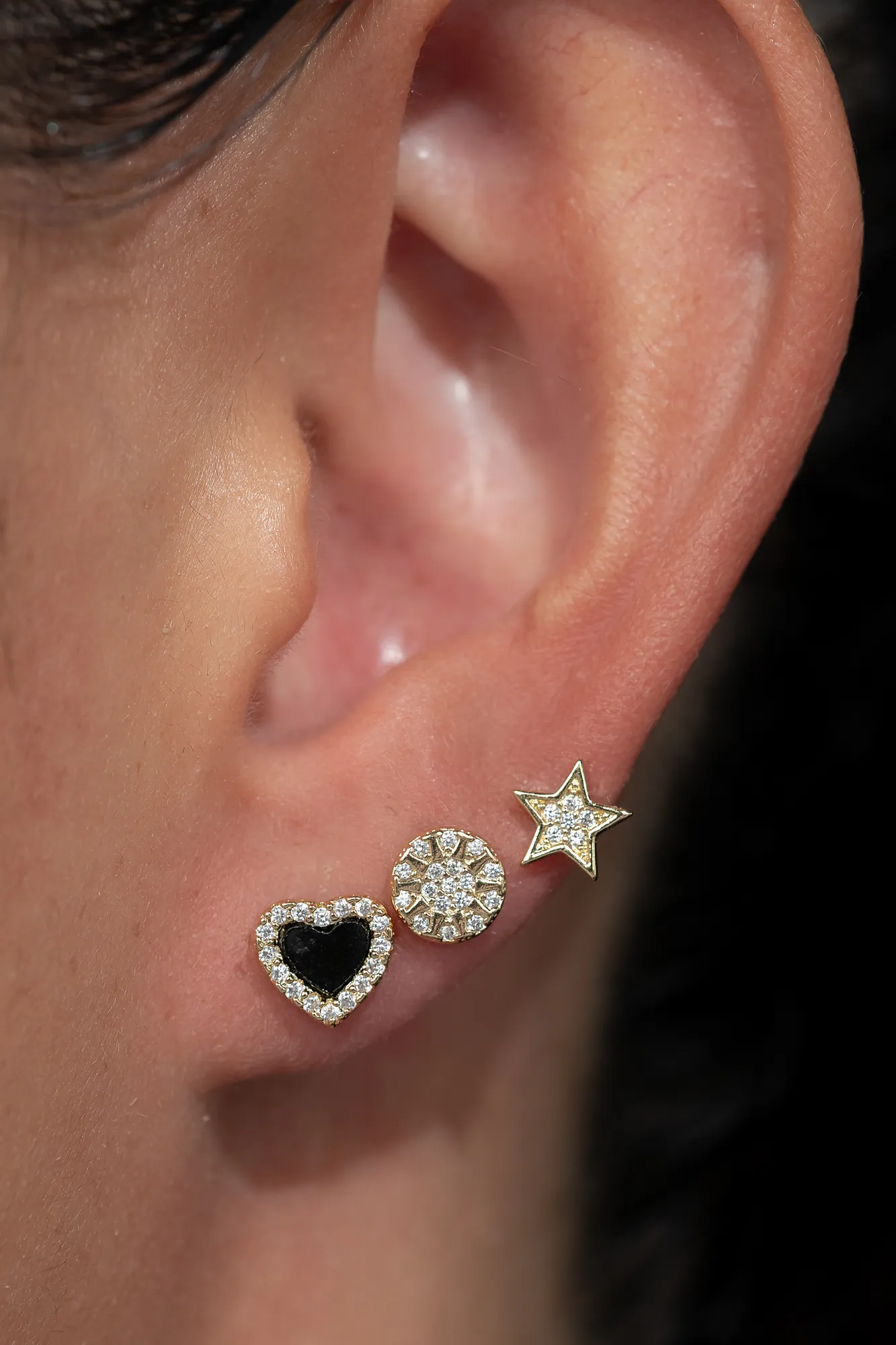 Celestial Stud Earrings - 14K Gold-Dipped Set 4 Celestial Stud Earrings - 14K Gold-Dipped Set