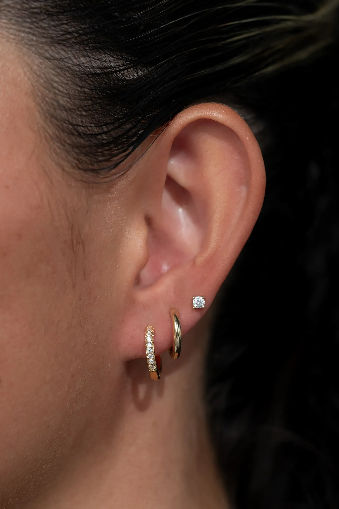 Classic Crystal Hoop Set - 14K Gold-Dipped
