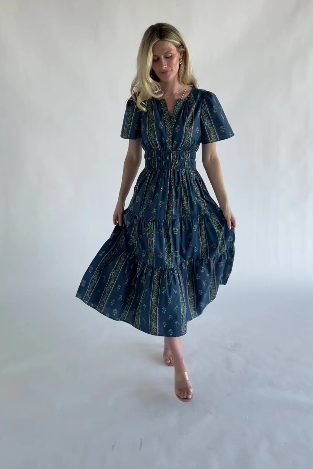 Sorrel Midi Dress — Navy Floral, 100% Cotton