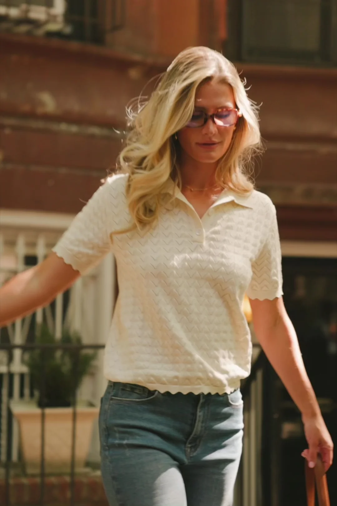 Barclay One-Shoulder Knit Top — Cream