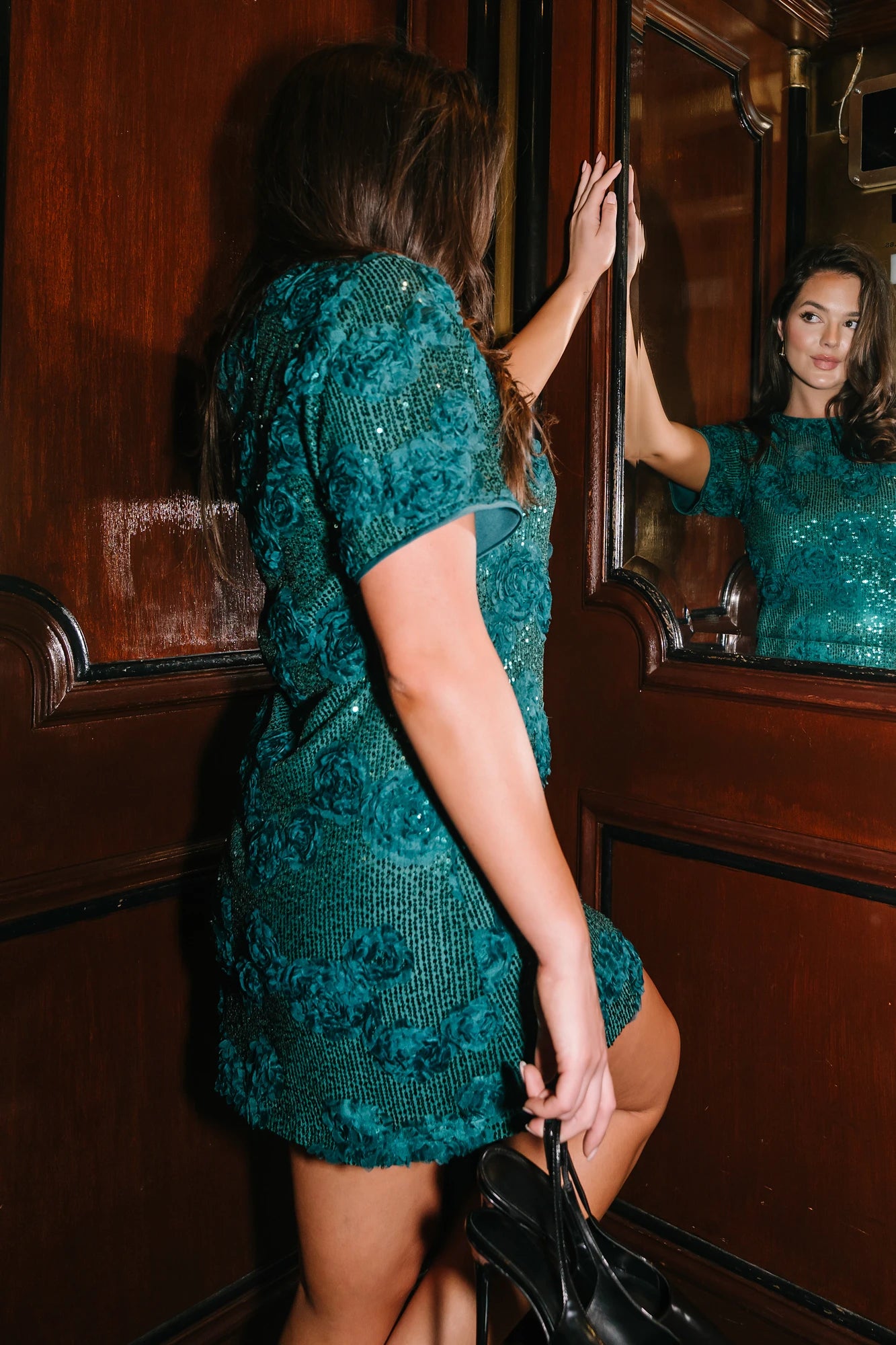 Rhea Sequin Short Dress | Dark Green 5 Rhea Sequin Short Dress | Dark Green