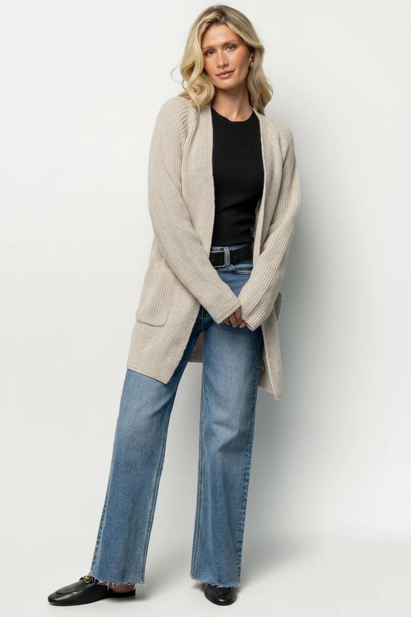 Frankel Pocket Cardigan — Natural Knit Pockets
