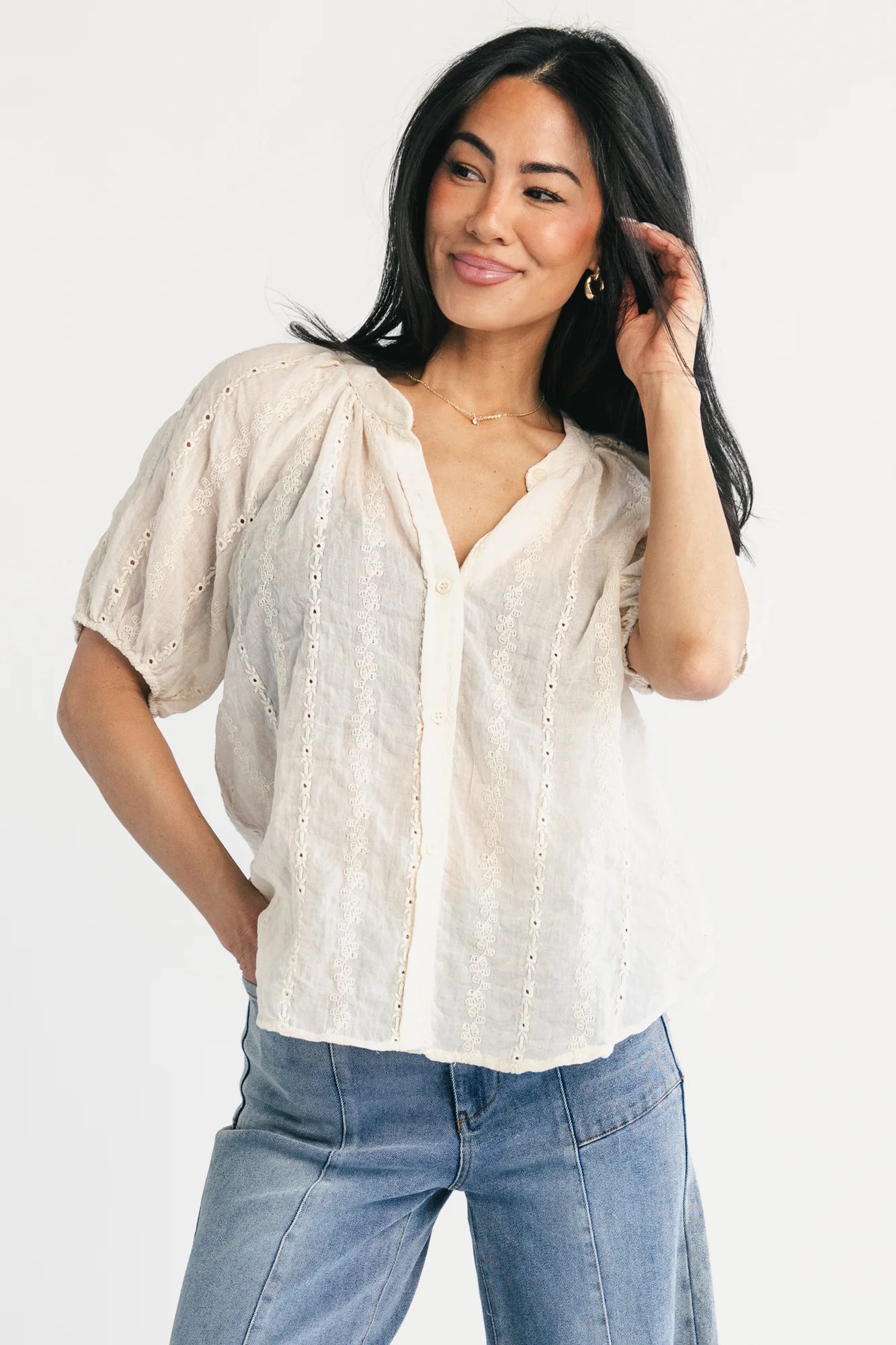 Bellamy Lace Top - Vintage Cream Lace Blouse
