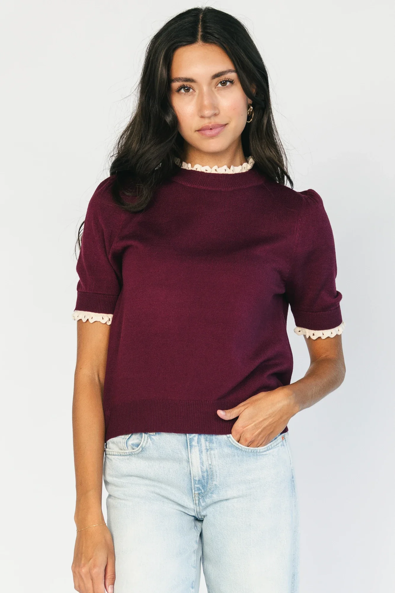 Adeline Sweater Top | Wine 3 Adeline Sweater Top | Wine