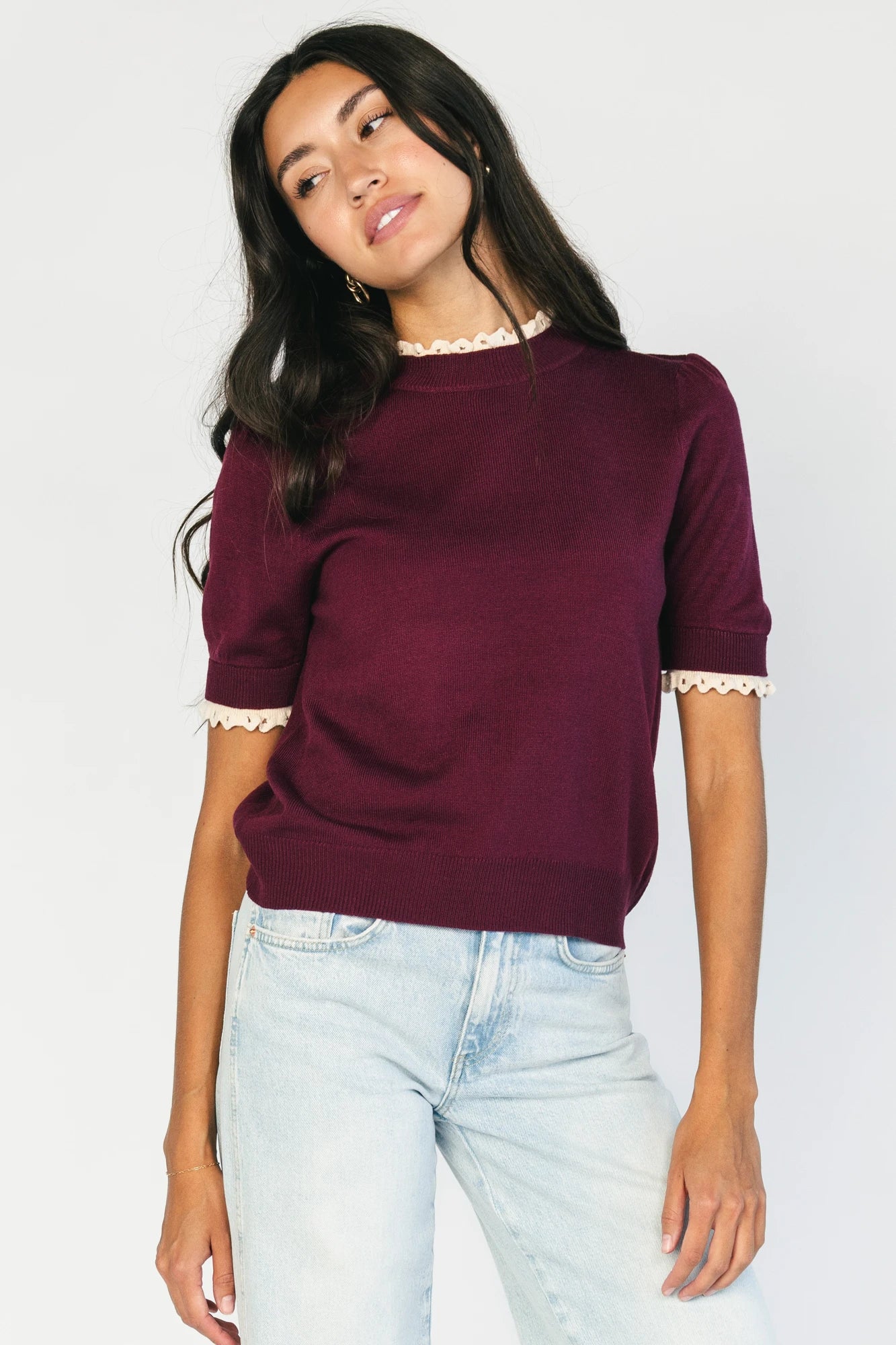 Adeline Sweater Top | Wine 7 Adeline Sweater Top | Wine