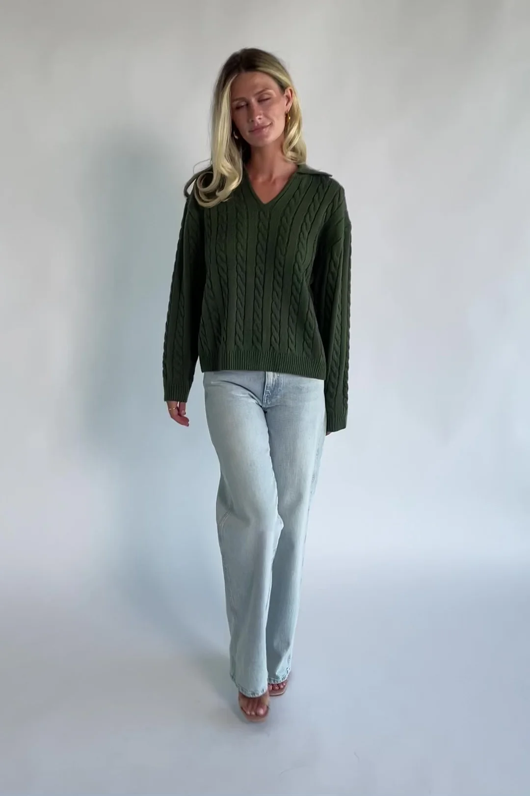 Arden Cable Knit Sweater | Dark Green