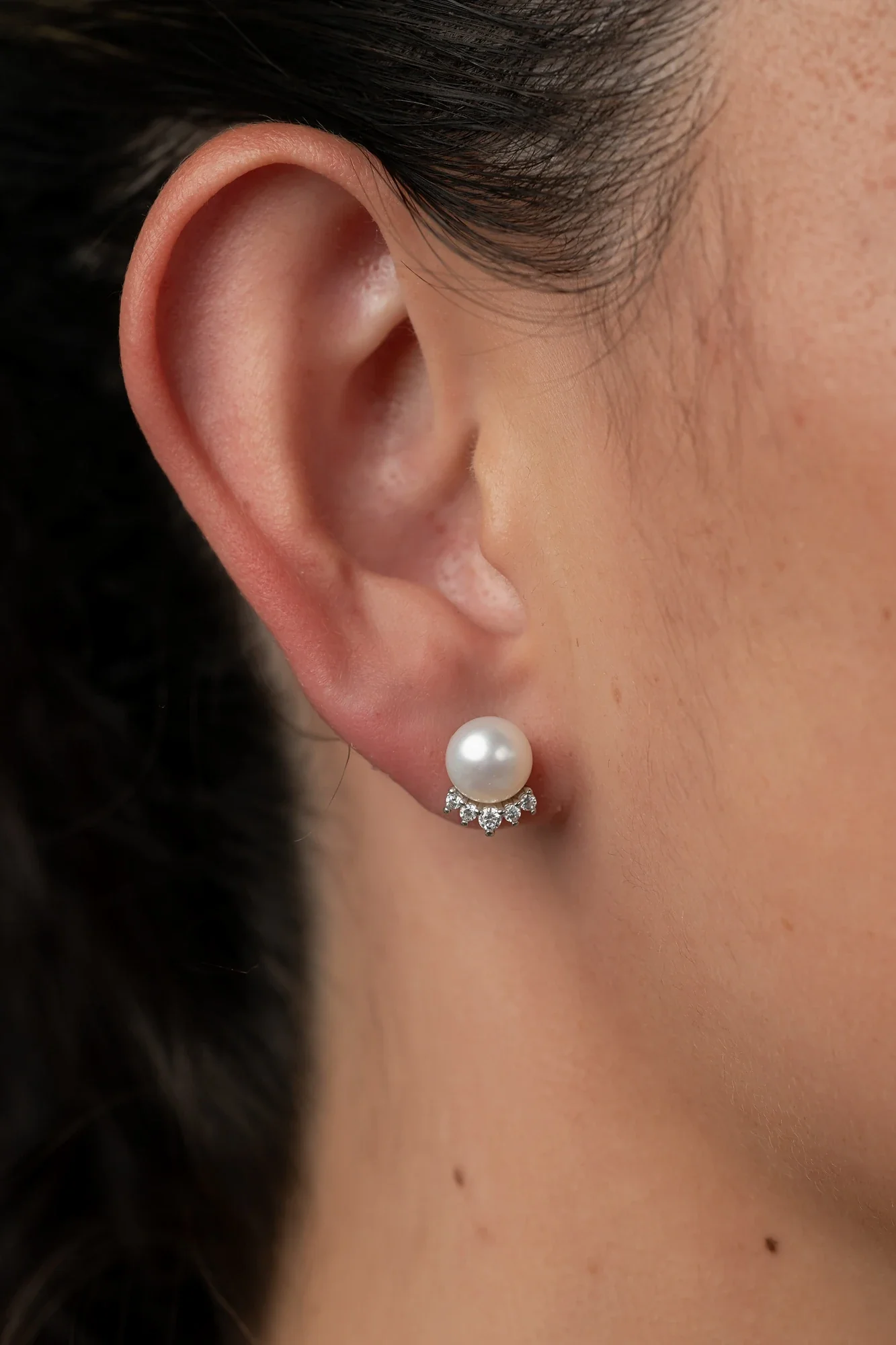 Livvy Pearl Stud Earrings in Sterling Silver