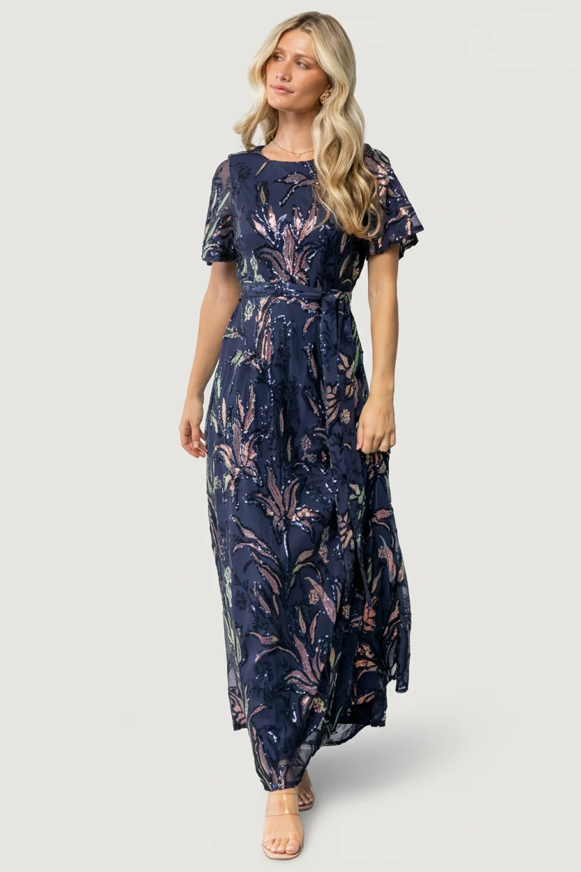 Muse Sequin Maxi Dress - Dark Blue Multi 12 Muse Sequin Maxi Dress - Dark Blue Multi