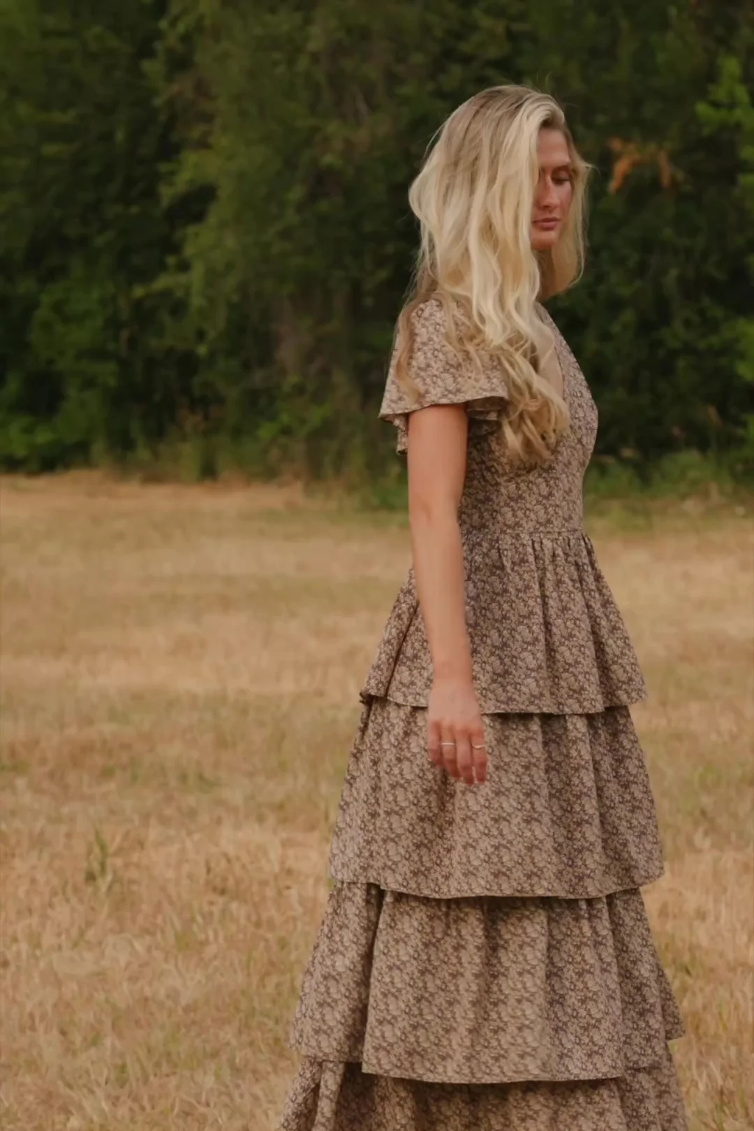 Aloette Tiered Maxi Dress | Brown Floral