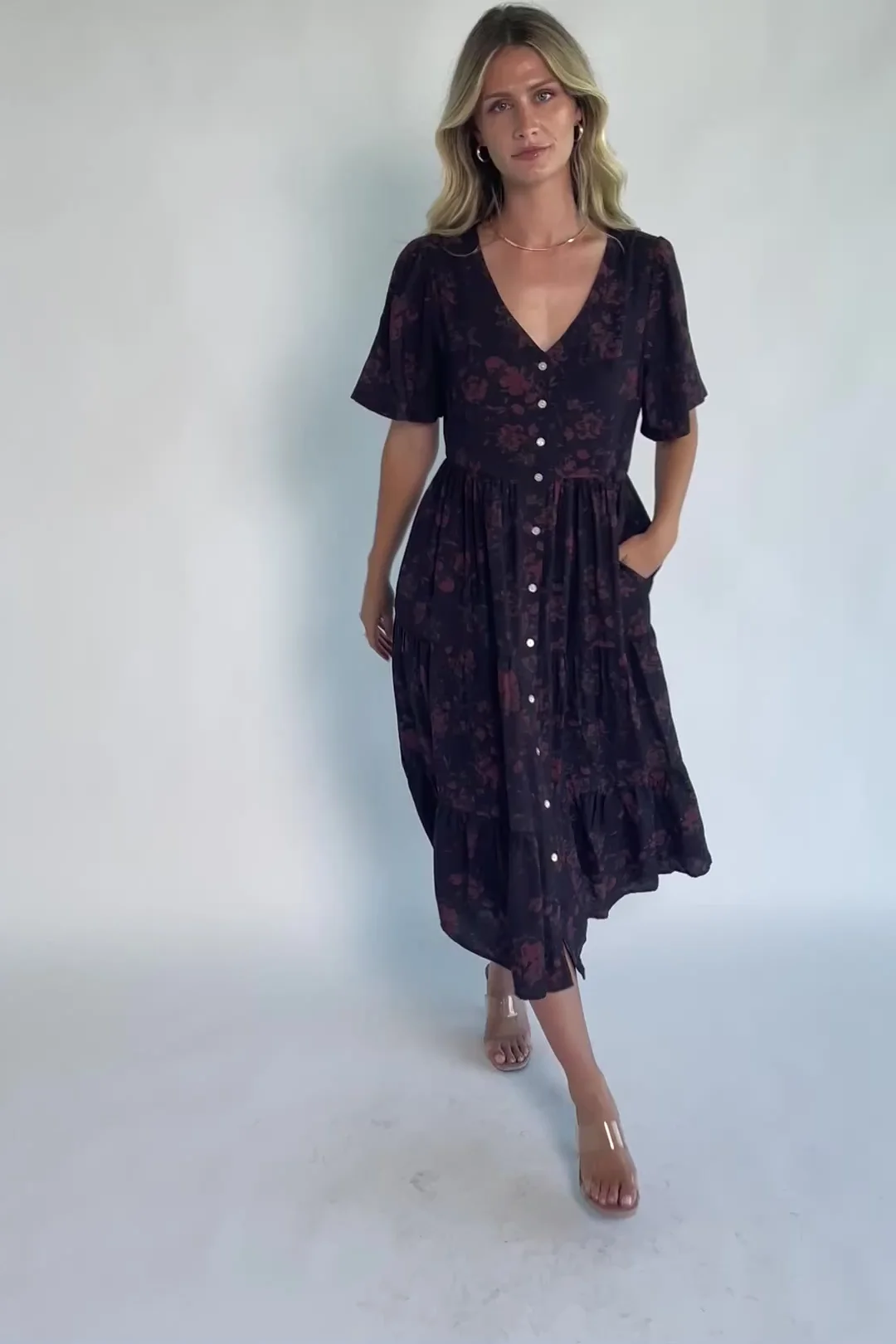 Annelise Midi Dress | Deep Plum Floral