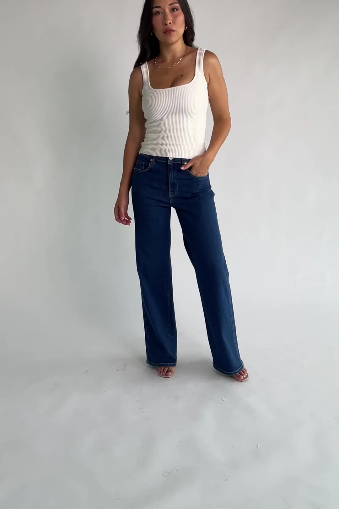 Vesper Mid Rise Wide Leg Jeans | Dark Wash