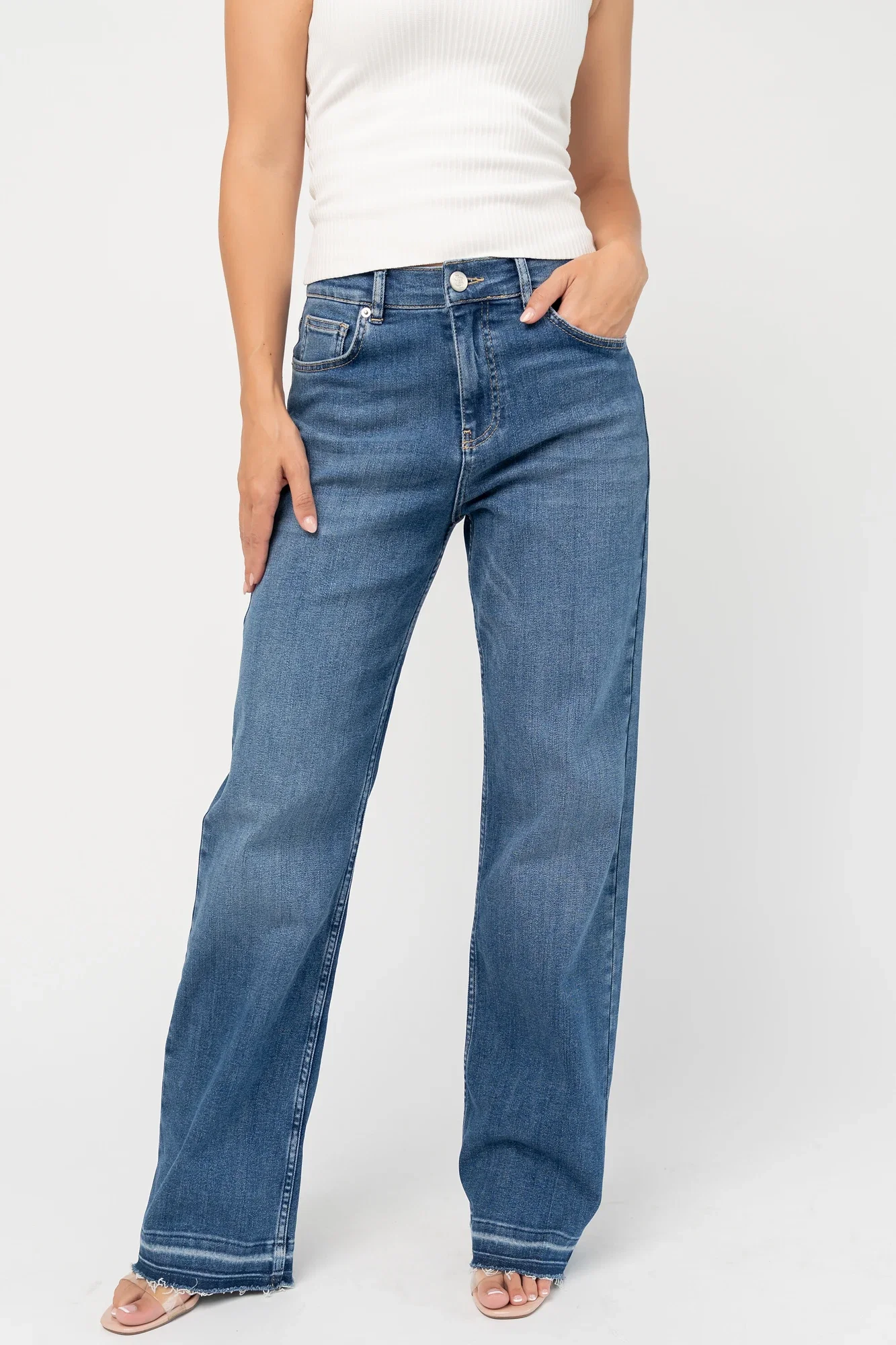 Bria High Rise Wide Leg Jeans | Medium Wash