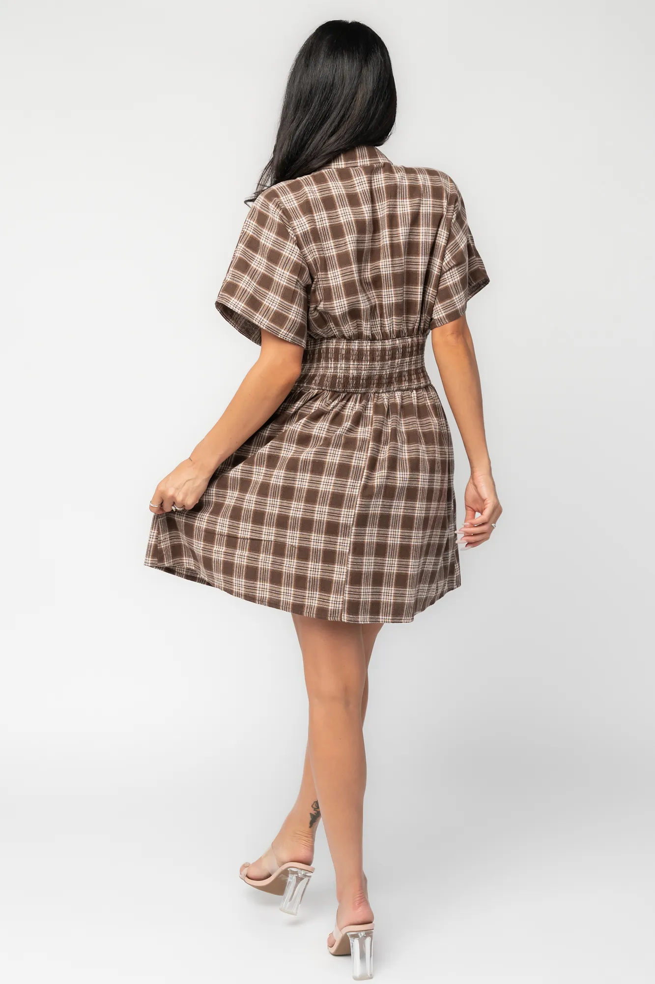 Melrose Plaid Short Dress | Brown 5 Melrose Plaid Short Dress | Brown