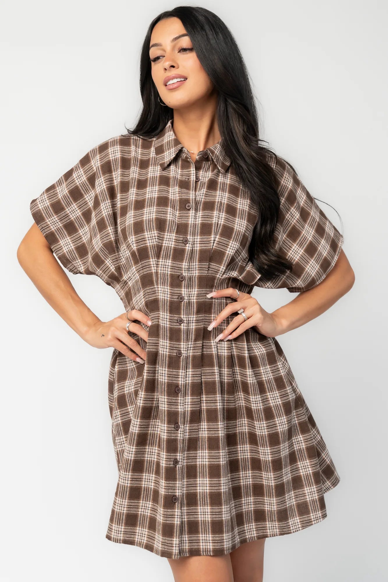 Melrose Plaid Short Dress | Brown 6 Melrose Plaid Short Dress | Brown