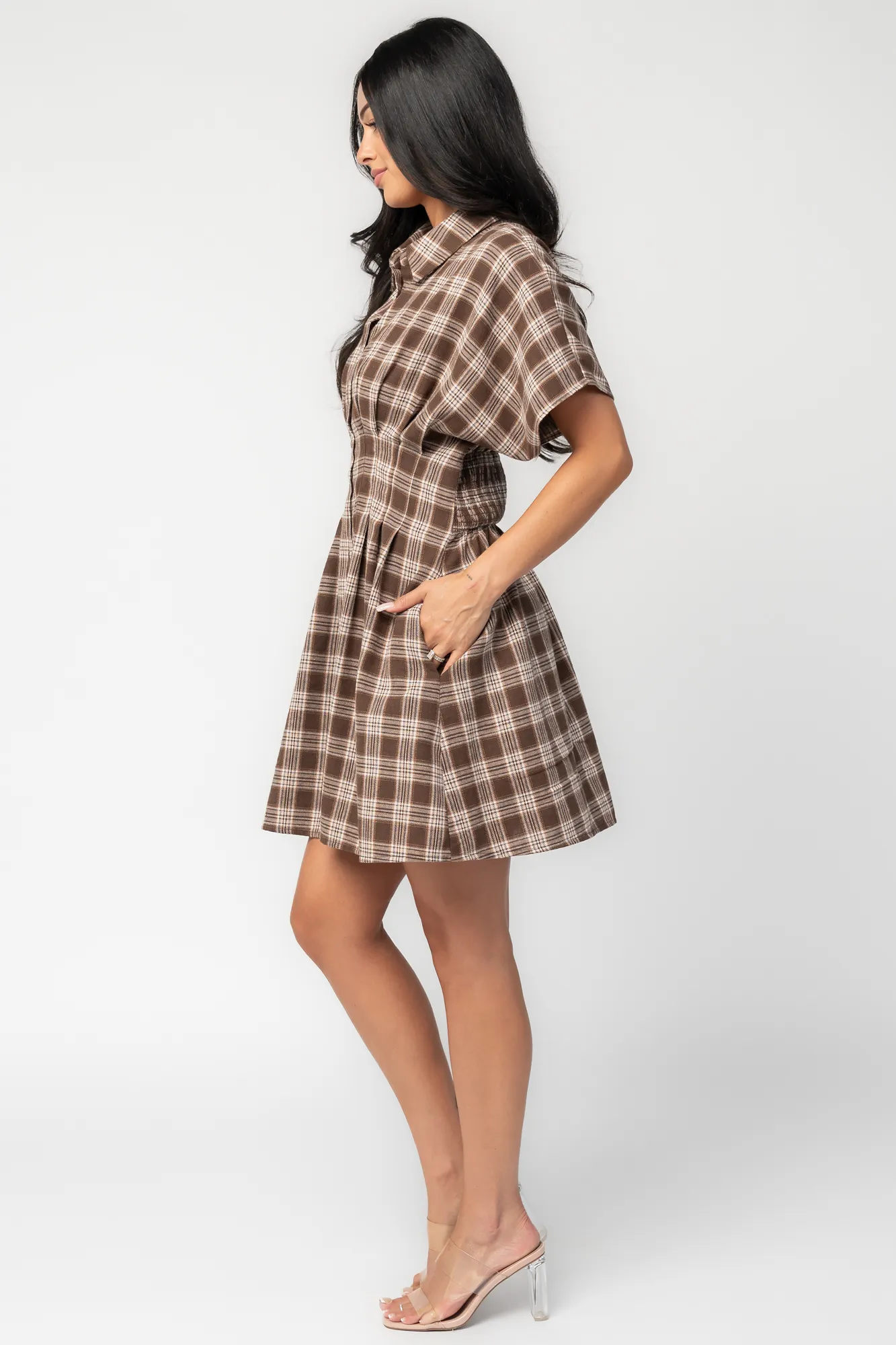 Melrose Plaid Short Dress | Brown 7 Melrose Plaid Short Dress | Brown