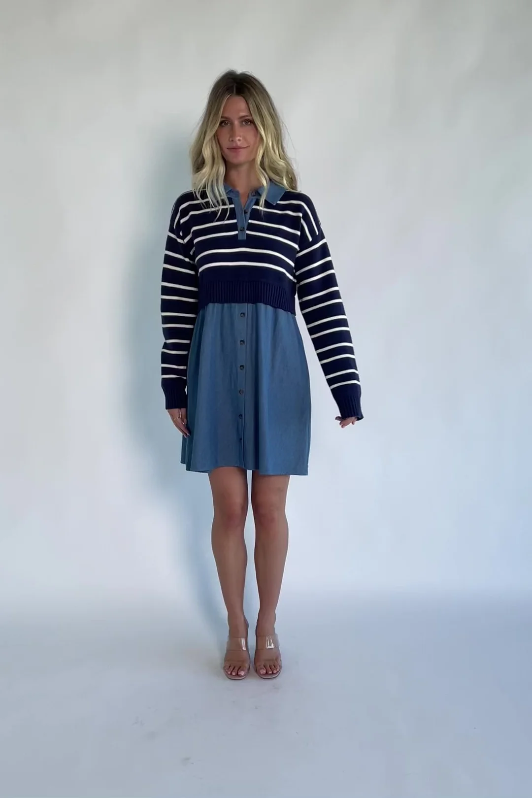 Nicole Striped Sweater Dress | Navy