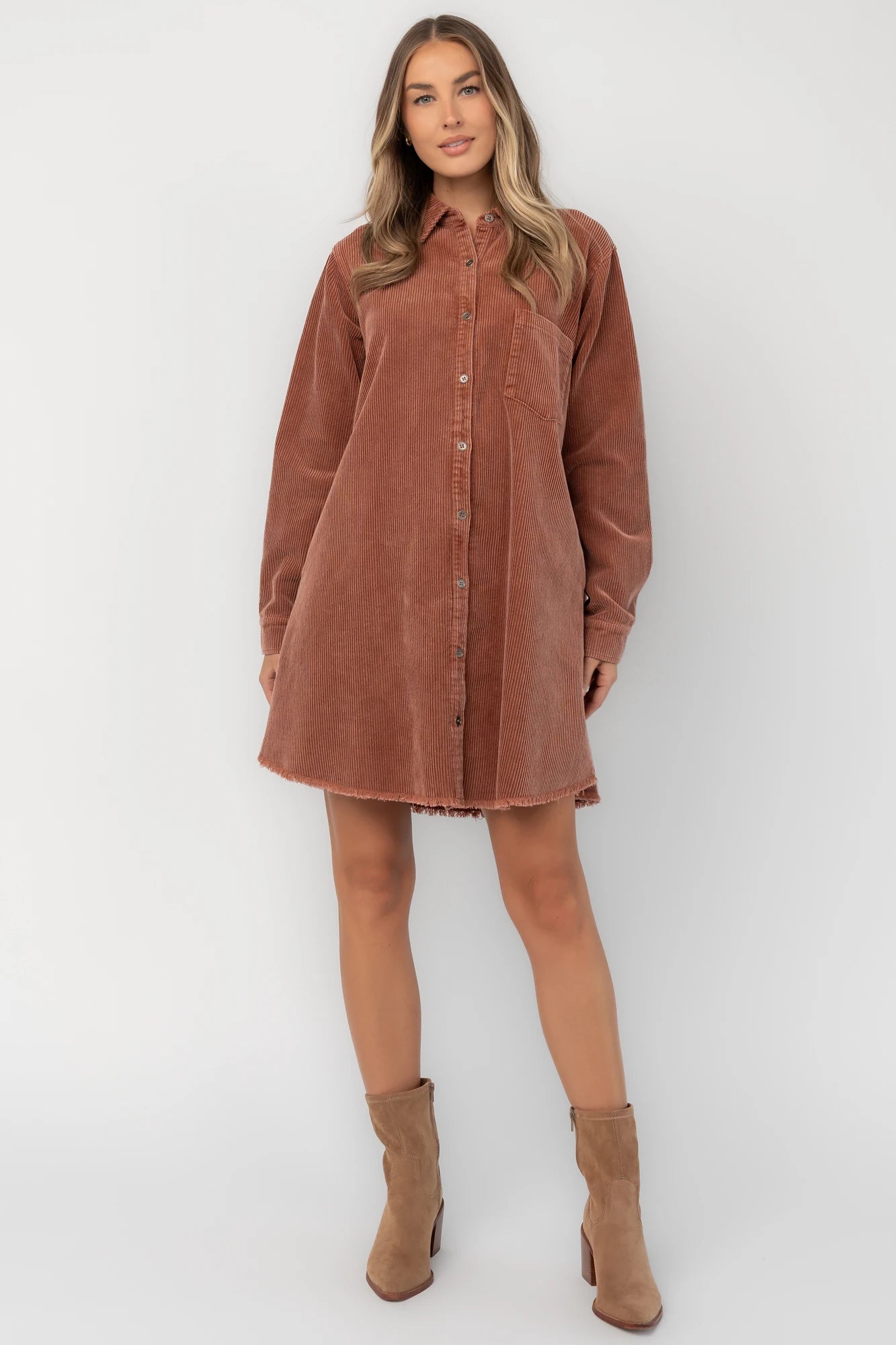 Jordan Button Up Short Dress | Dusty Clay 12 Jordan Button Up Short Dress | Dusty Clay