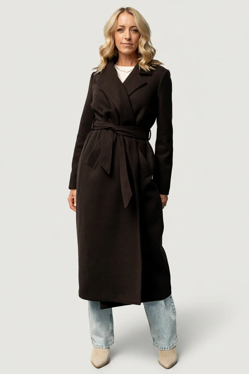 Glenwood Long Brushed Coat - Dark Brown