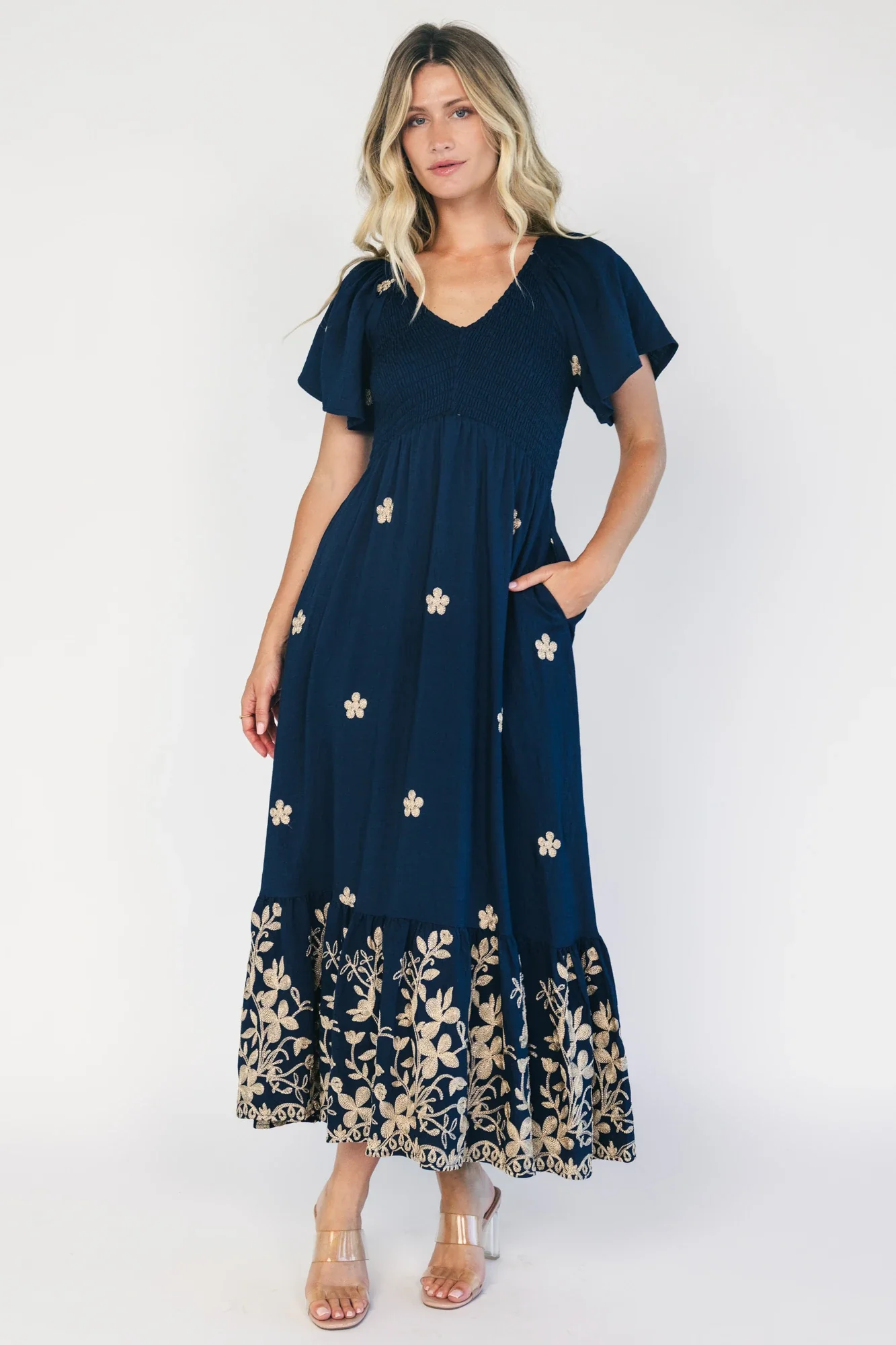 Atlantic Embroidered Maxi Dress | Navy 1 Atlantic Embroidered Maxi Dress | Navy