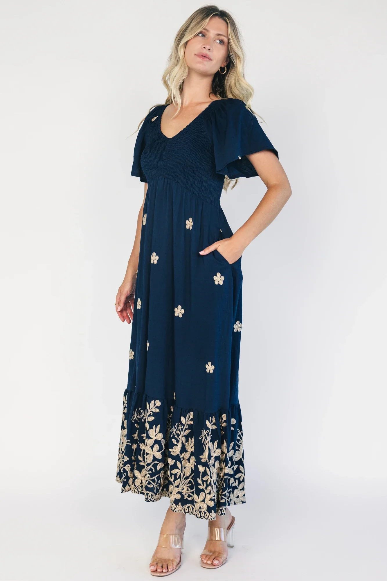 Atlantic Embroidered Maxi Dress | Navy 4 Atlantic Embroidered Maxi Dress | Navy