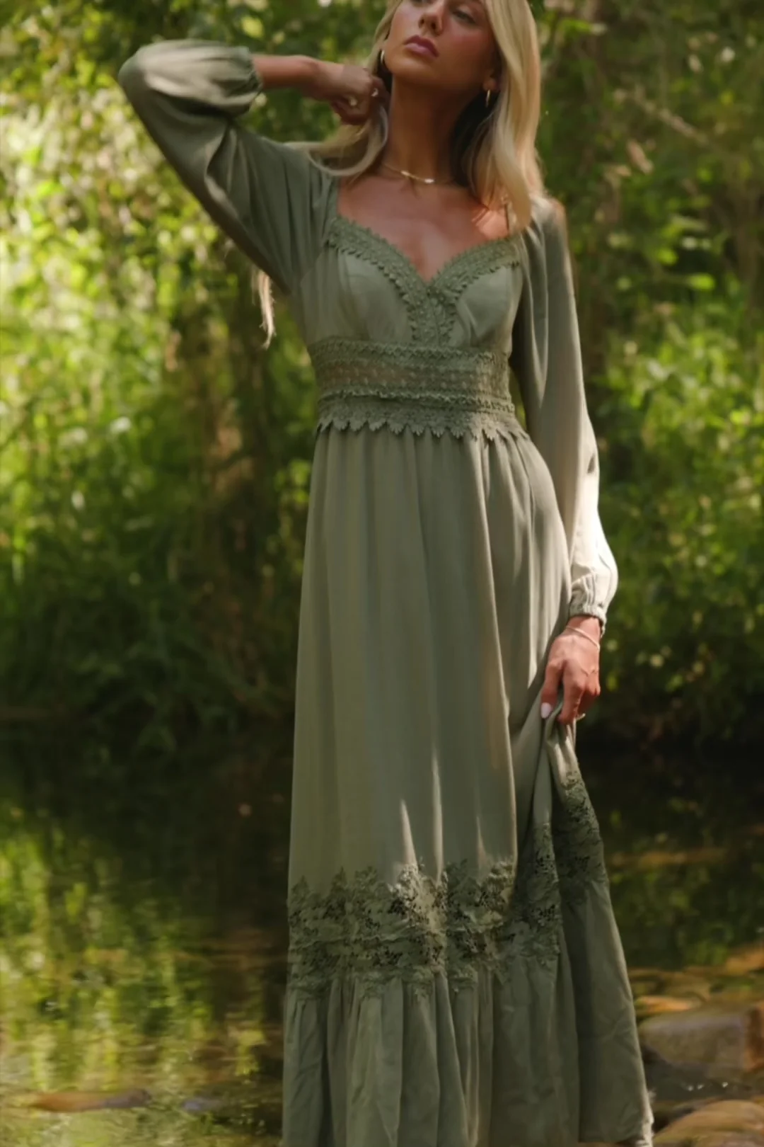 Kristy Boho Lace Maxi Dress | Sage 2 Kristy Boho Lace Maxi Dress | Sage